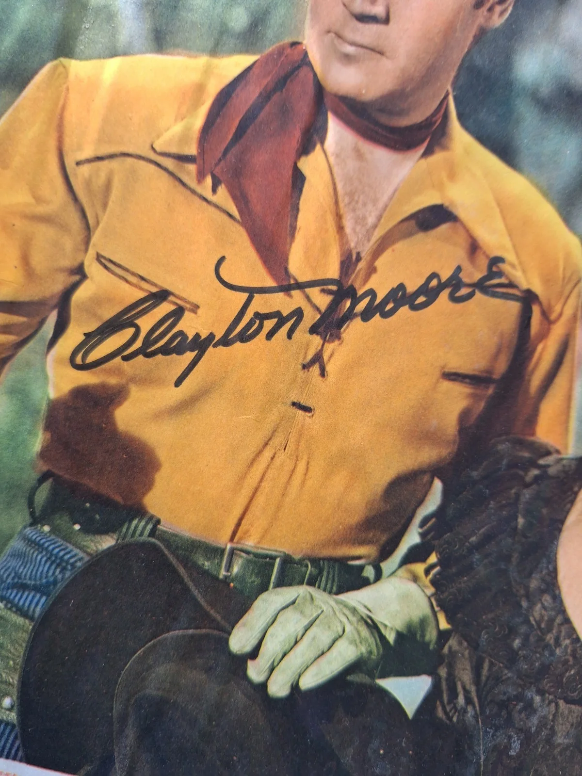 Clayton Moore — Clayton Moore Signed 1949 GHOST OF ZORRO Chapter 1 Original Lobby Card (#9), image 2