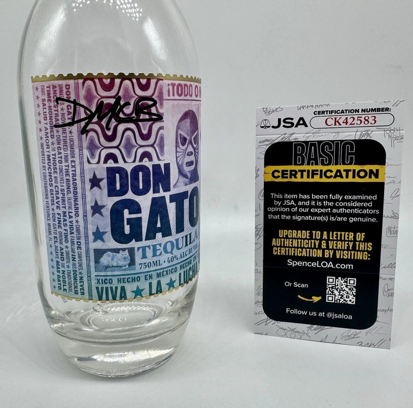 DANNY MCBRIDE — DANNY MCBRIDE HAND SIGNED AUTOGRAPH EMPTY DON GATO TEQUILA BOTTLE +JSA COA, image 3