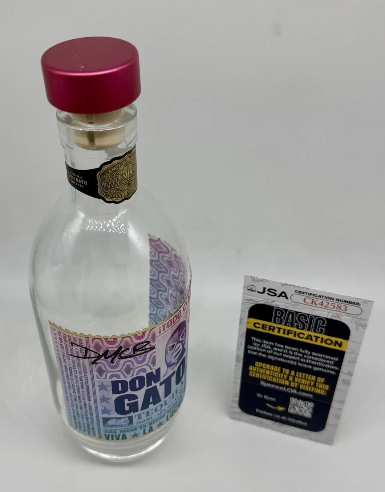 DANNY MCBRIDE — DANNY MCBRIDE HAND SIGNED AUTOGRAPH EMPTY DON GATO TEQUILA BOTTLE +JSA COA, image 4