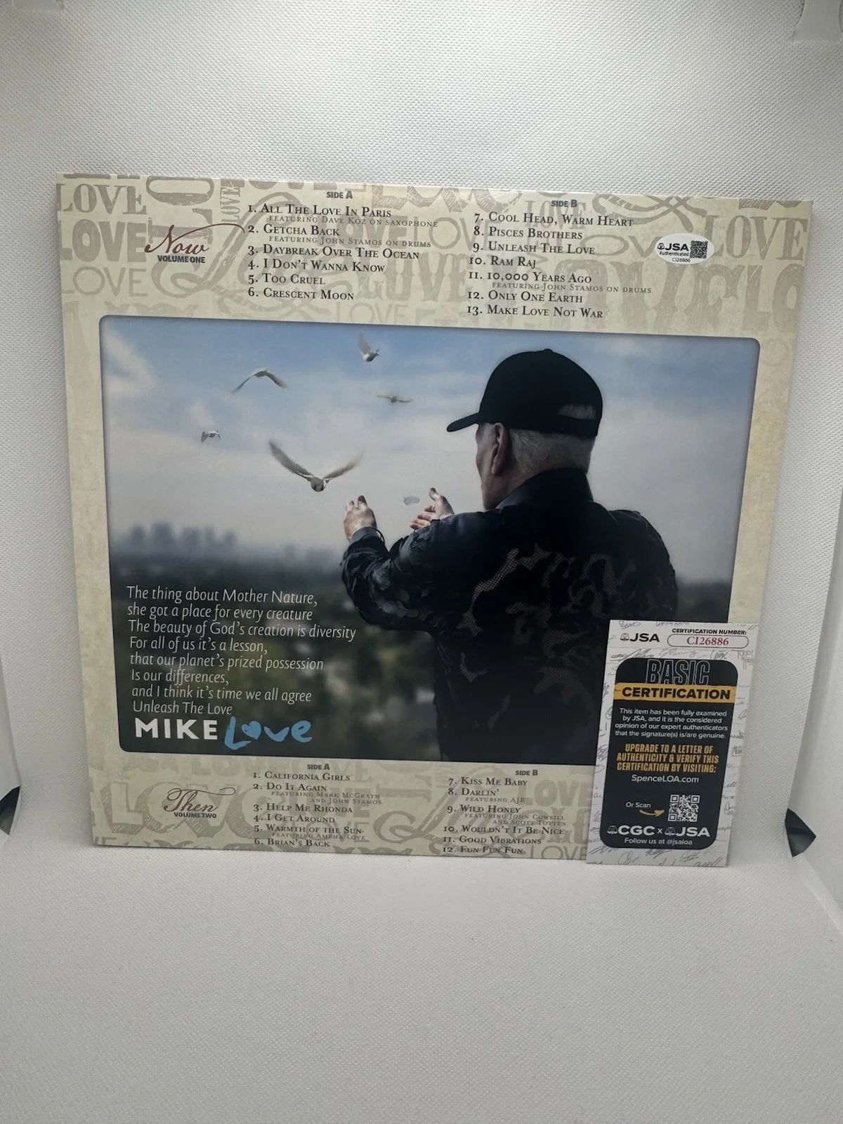 MIKE LOVE SIGNED VINYL UNLEASH THE LOVE BEACH BOYS AUTOGRAPH JSA COA RECORD LP, изображение 3