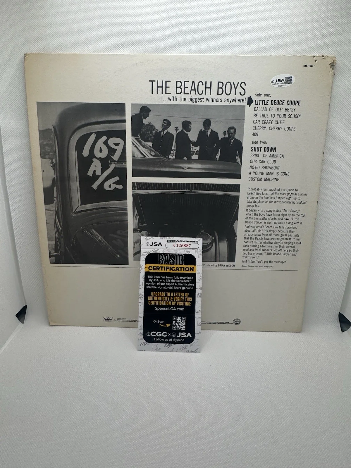 MIKE LOVE SIGNED VINYL LITTLE DEUCE COUPE 32 BEACH BOYS AUTOGRAPH JSA COA RECORD, изображение 2