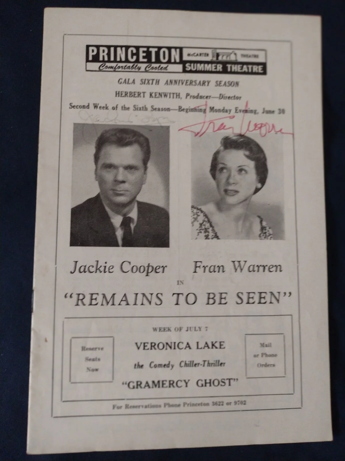 Pair Autographed Programs Jackie Cooper Fran Warren Ozzie Nelson Shirley Lloyd, image 2