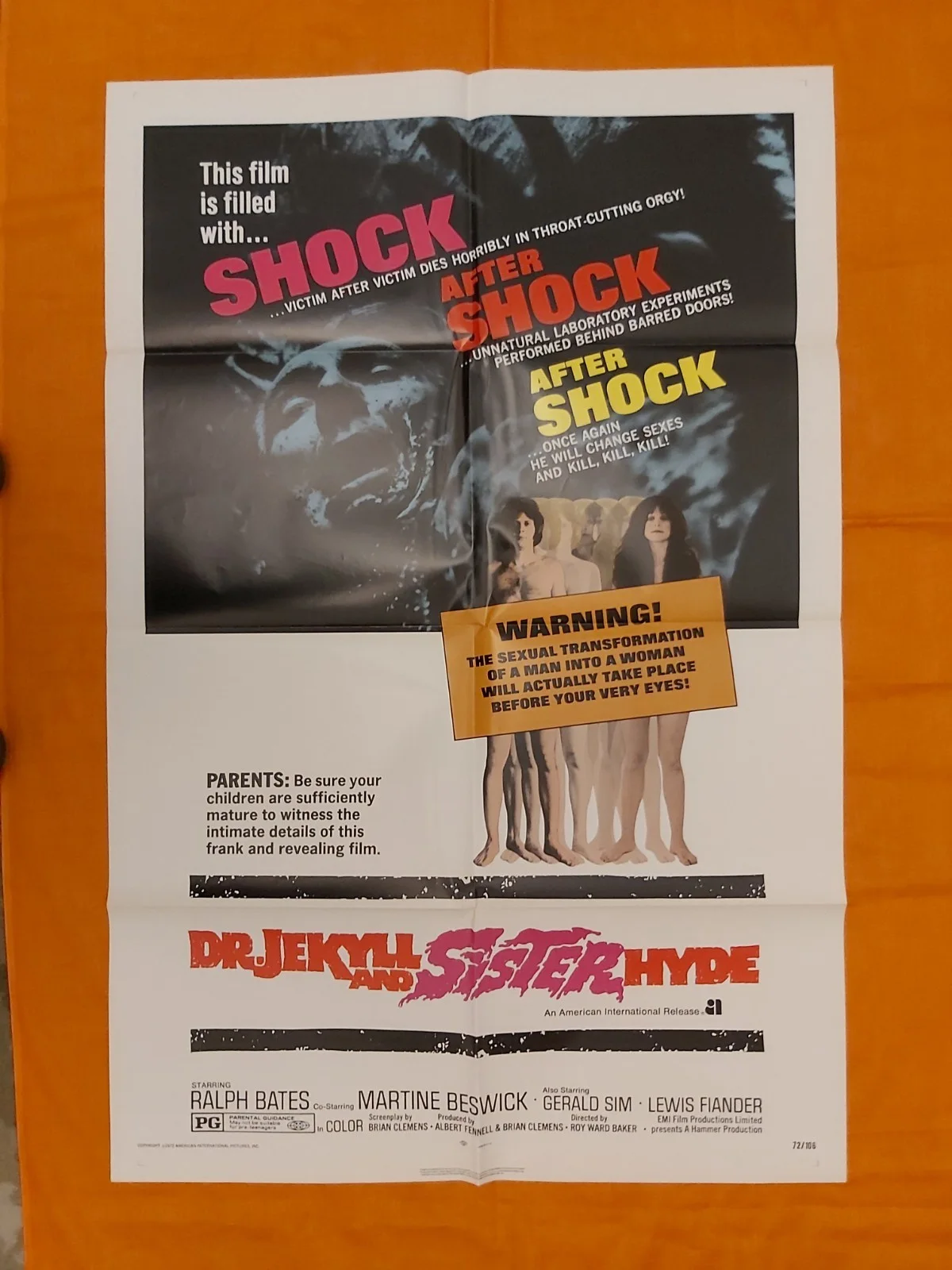 DR JEKYLL N SISTER HYDE 1971 RELEASE USA 1 SHEET ORIGINAL POSTER 27 X 41 ", изображение 2