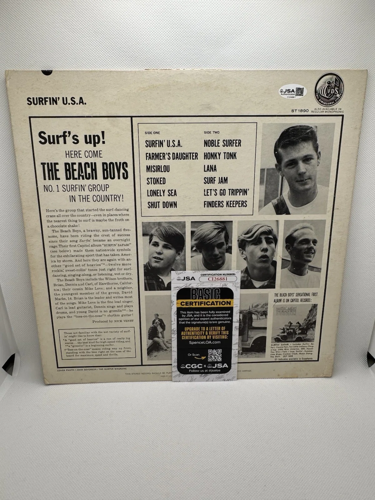 MIKE LOVE SIGNED VINYL SURFIN' USA BEACH BOYS AUTOGRAPH JSA COA RECORD READ DESC, изображение 4