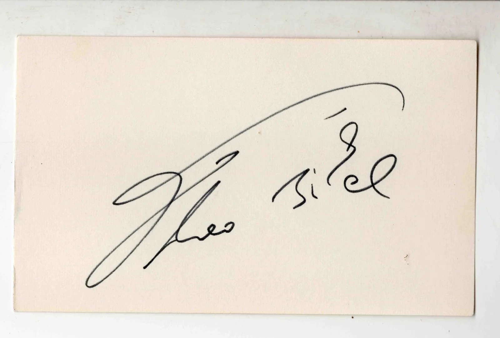 Theo Bikel Signed 3x5 Index Card, image 2