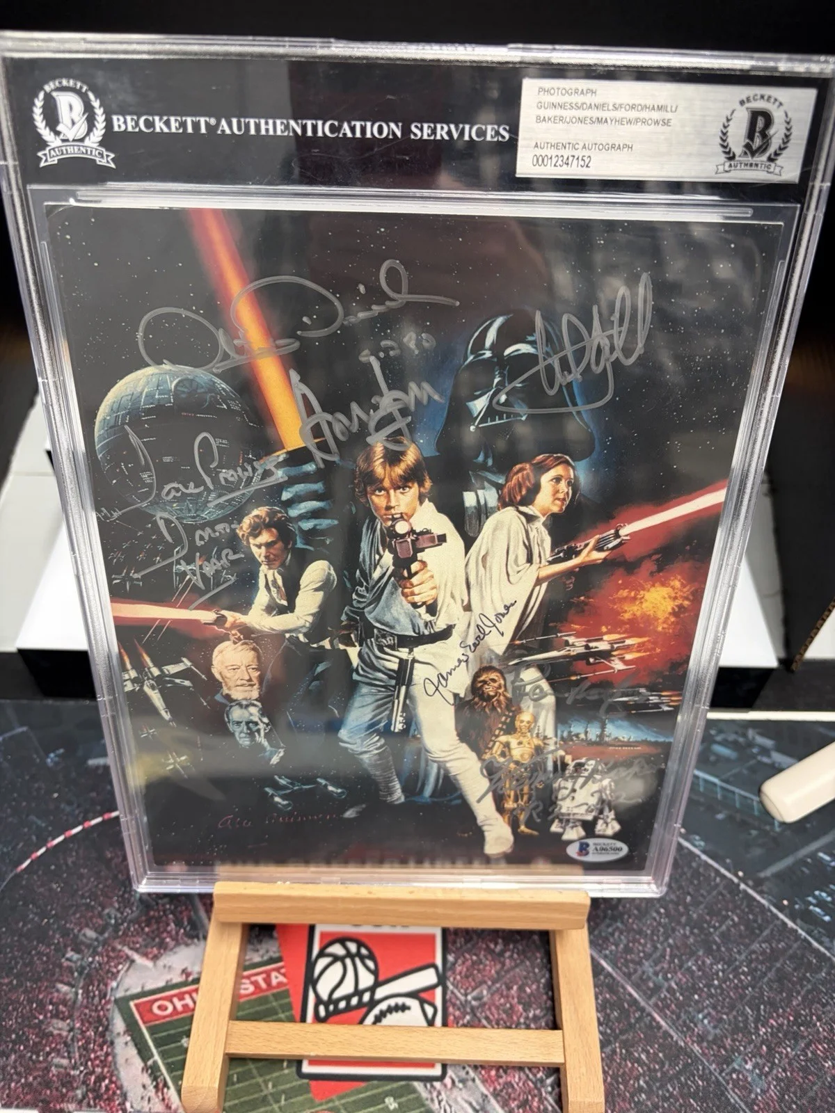 BGS Slab Authentic 8x10 Signed Postcard STAR WARS FORD HAMILL A. GUINNESS Auto, image 2