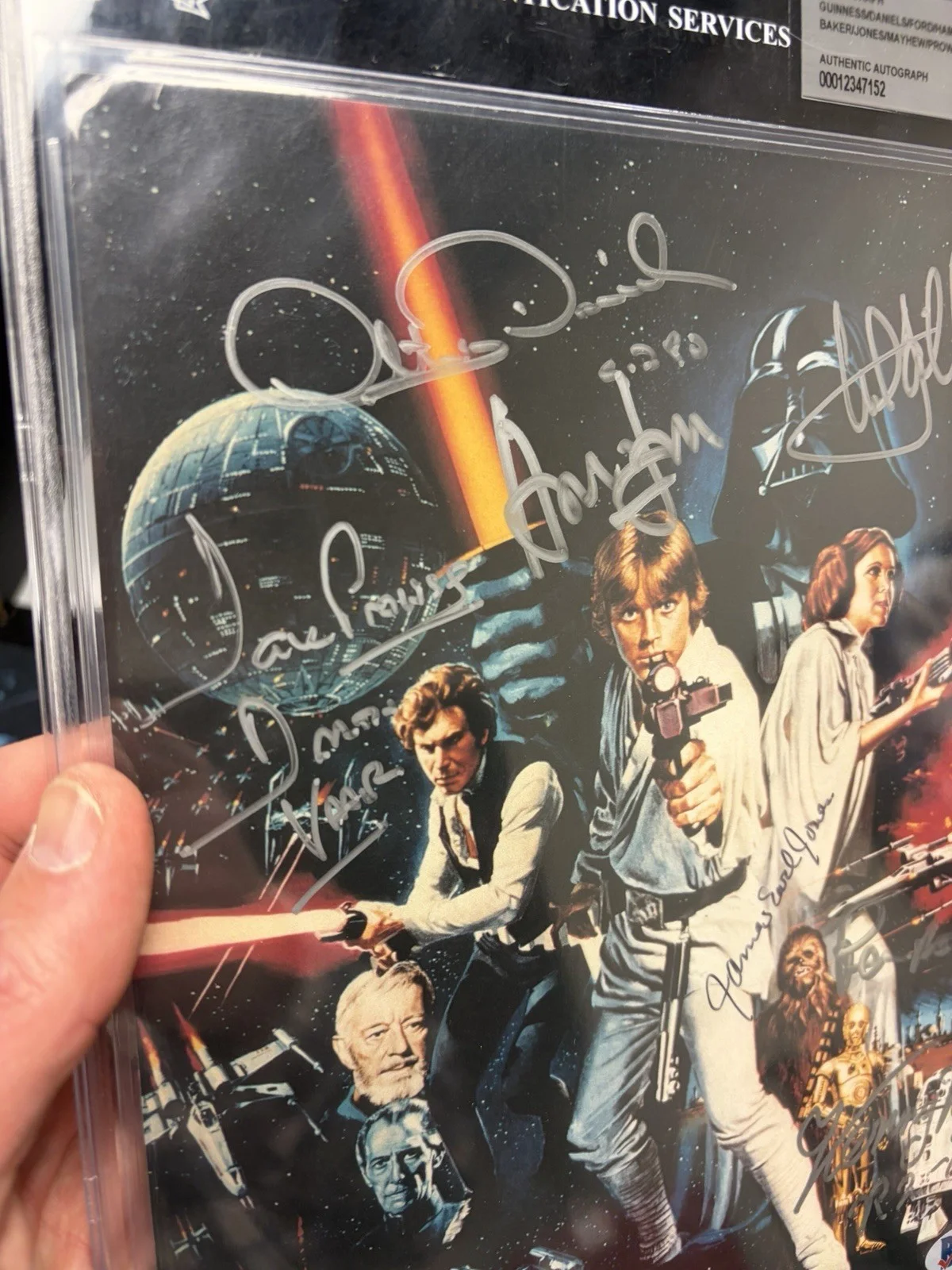 BGS Slab Authentic 8x10 Signed Postcard STAR WARS FORD HAMILL A. GUINNESS Auto, image 4