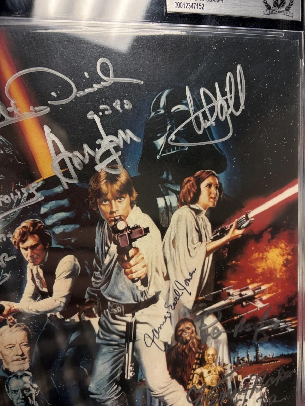 BGS Slab Authentic 8x10 Signed Postcard STAR WARS FORD HAMILL A. GUINNESS Auto, image 5