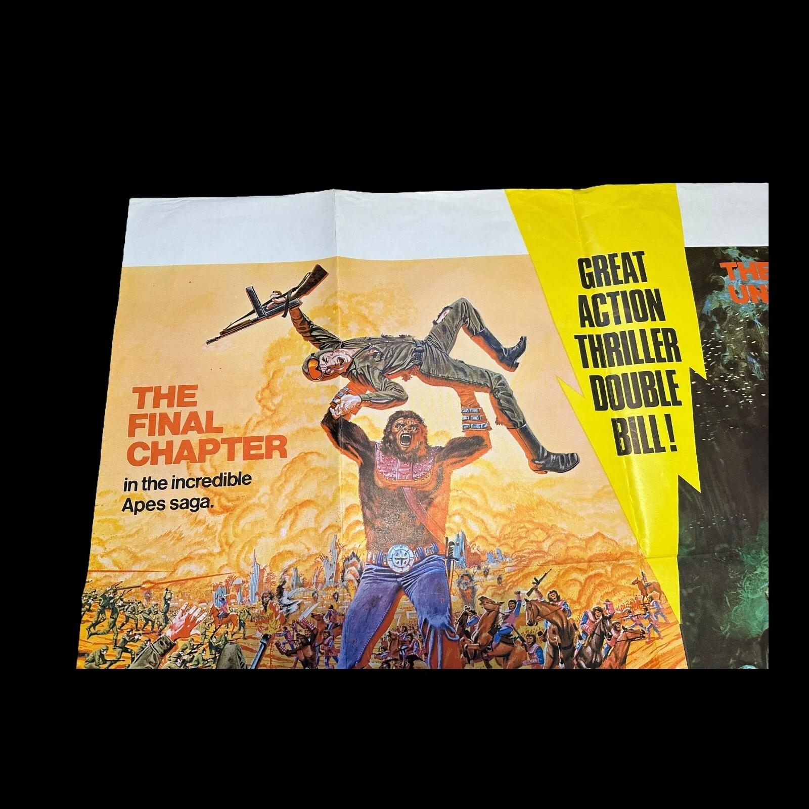 ORIGINAL 1973 BATTLE FOR THE PLANET OF THE APES / THE NEPTUNE FACTOR FILM POSTER, изображение 2