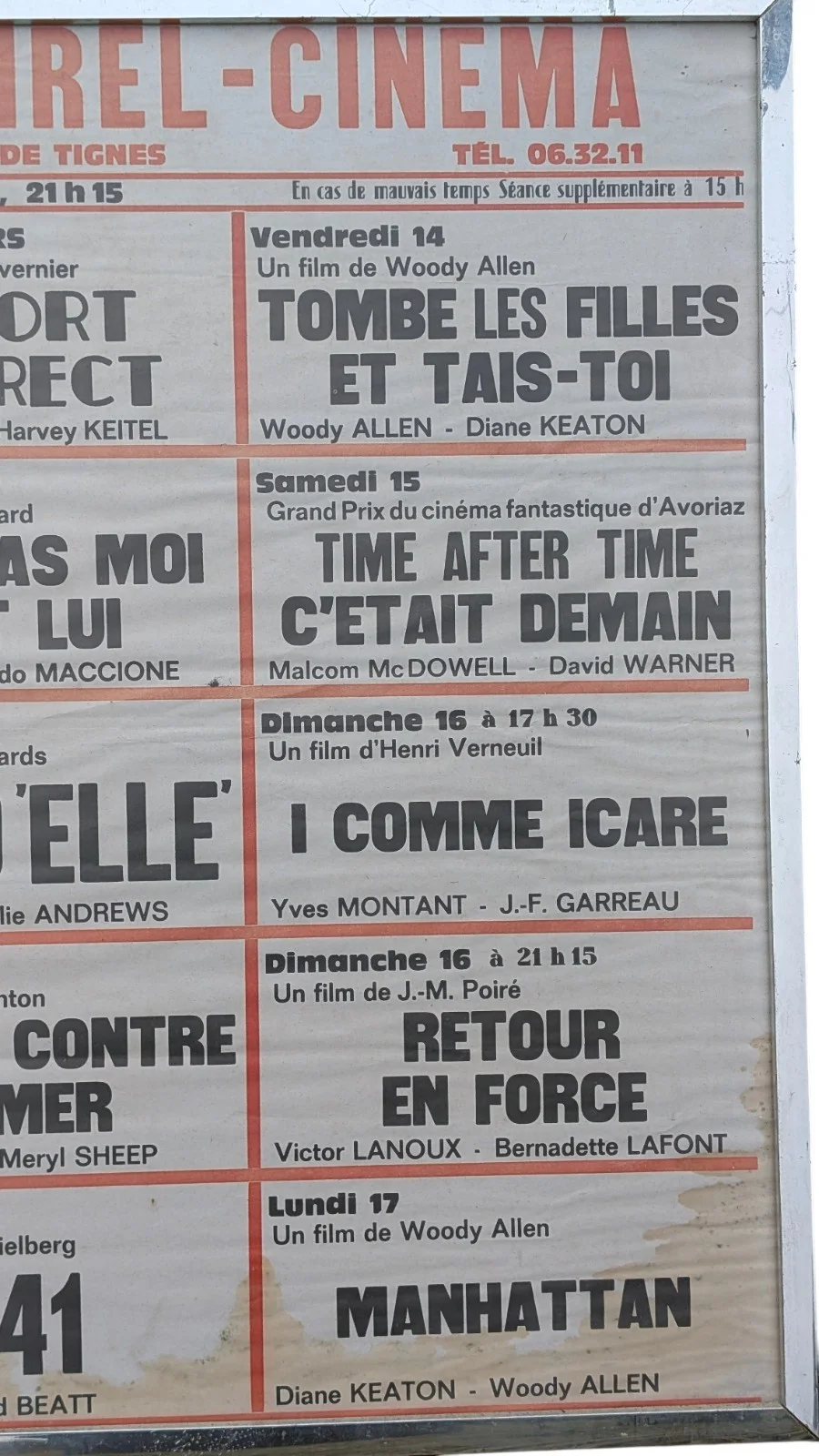1979 French Cinema Listings Poster - 1941, Ten, Death Watch Etc Framed Tignes, изображение 3