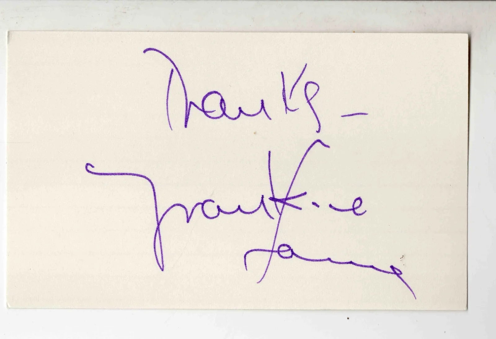 Frankie Laine Signed 3x5 Index Card, image 2