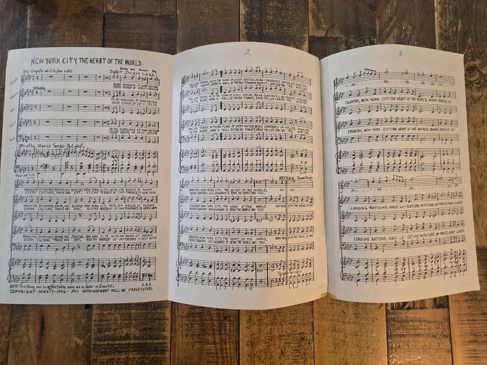 Dewitt Durgin Lash — Carnegie Hall "The Heart Of The World" Music Program Signed By Composer..., изображение 5