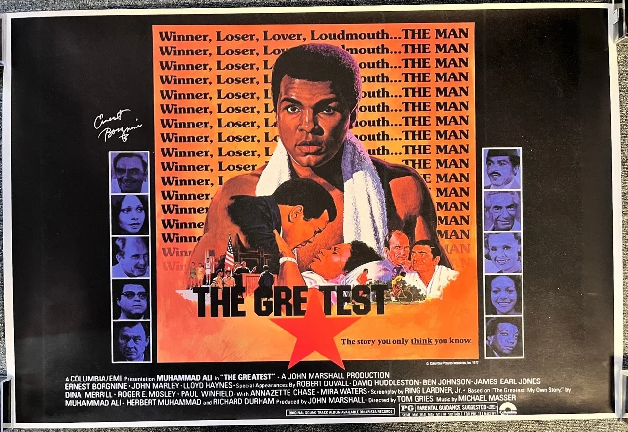 Ernest Borgnine — Ernest Borgnine Angelo Dundee Autographed Signed The Greatest Movie Poster 27x40, image 3