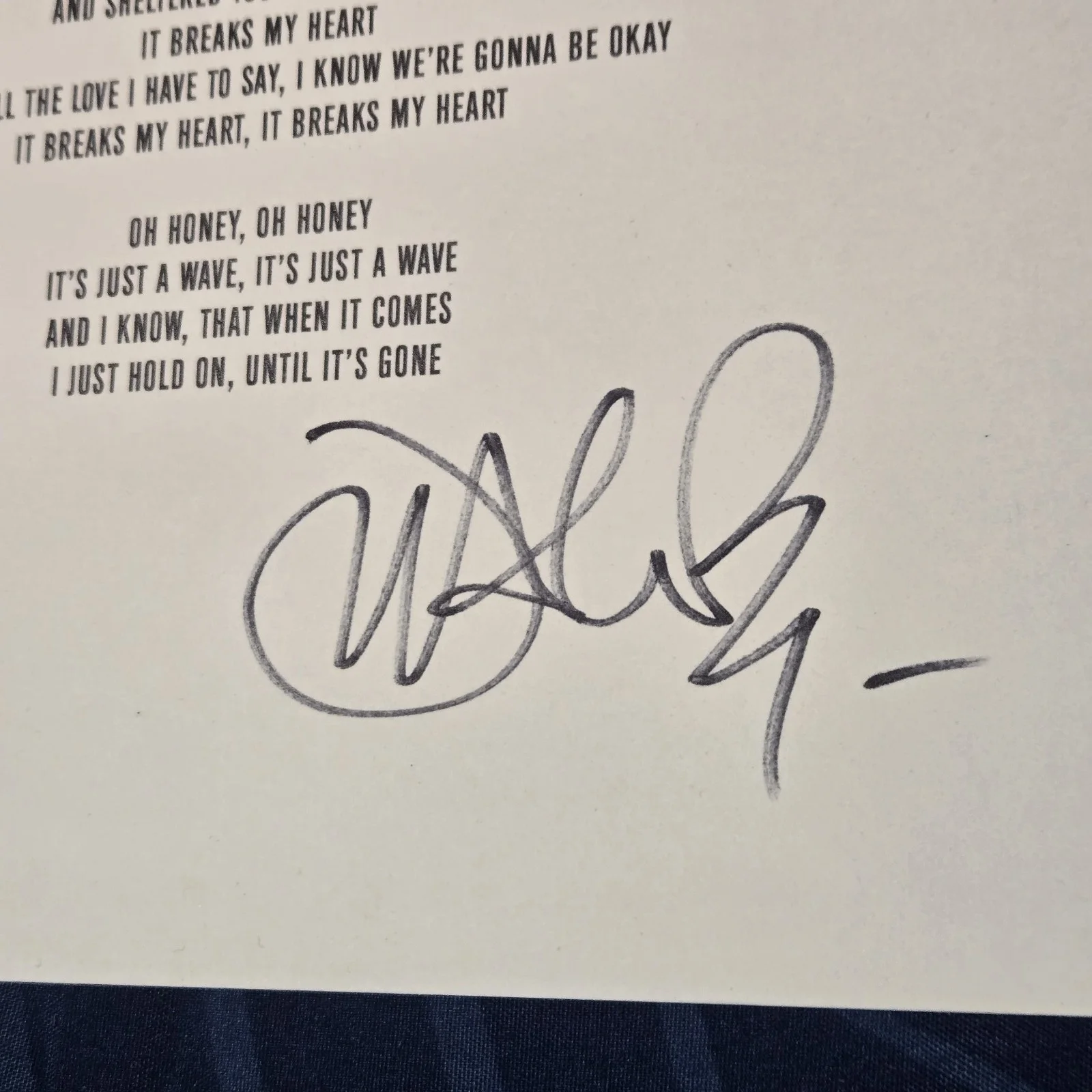 John Mayer Signed Emoji of a Wave Lyric Sheet Autograph, image 2