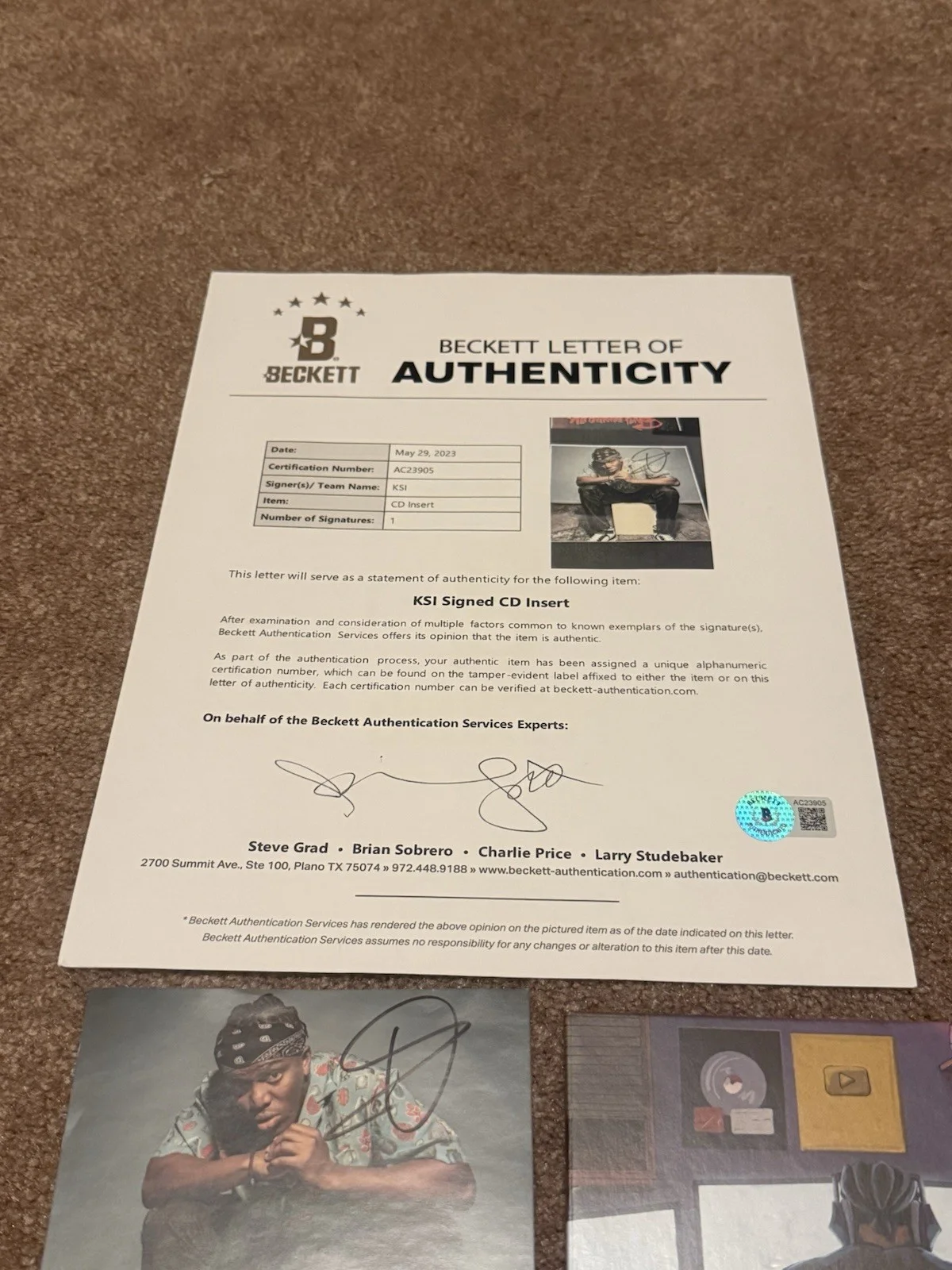 KSI Signed All Over The Place CD Insert Beckett LOA AC23905 Auto, image 4