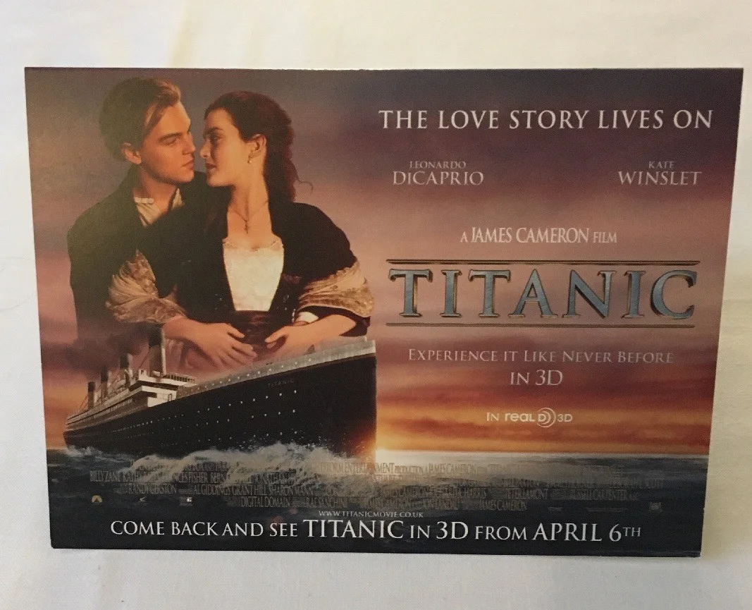 Titanic Promotional Desktop Card For 3D Cinematic Release Winslet DiCaprio, image 2