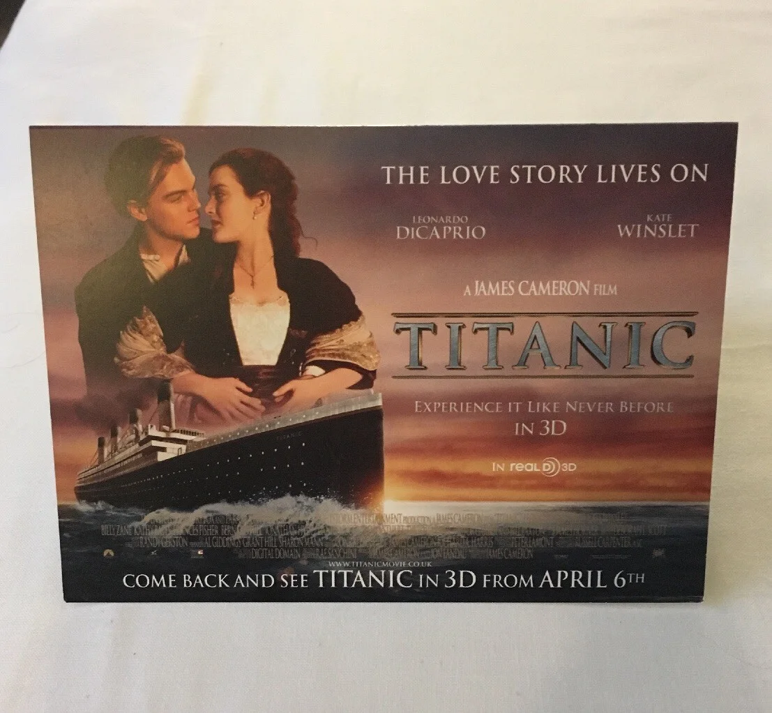 Titanic Promotional Desktop Card For 3D Cinematic Release Winslet DiCaprio, image 3