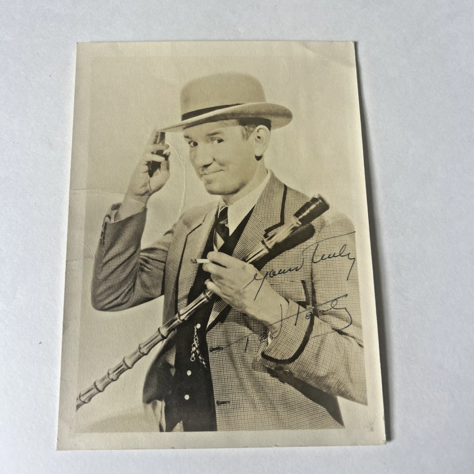 Ted Healy — VTG 3 5" x 7" Stooges Creator TED HEALY autographed photo-cane-bowler-signed-COA, изображение 2