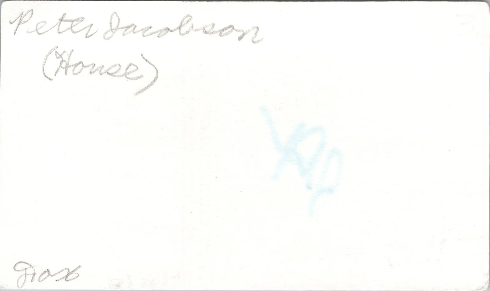 Peter Jacobson — Peter Jacobson Signed 3x5 Index Card House Autographed, image 2