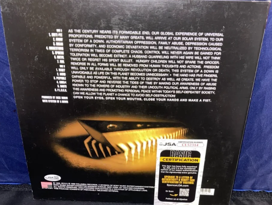 Serj Tankian & Shavo Odadjian System Of A Down Signed Album Vinyl PROOF JSA, изображение 5