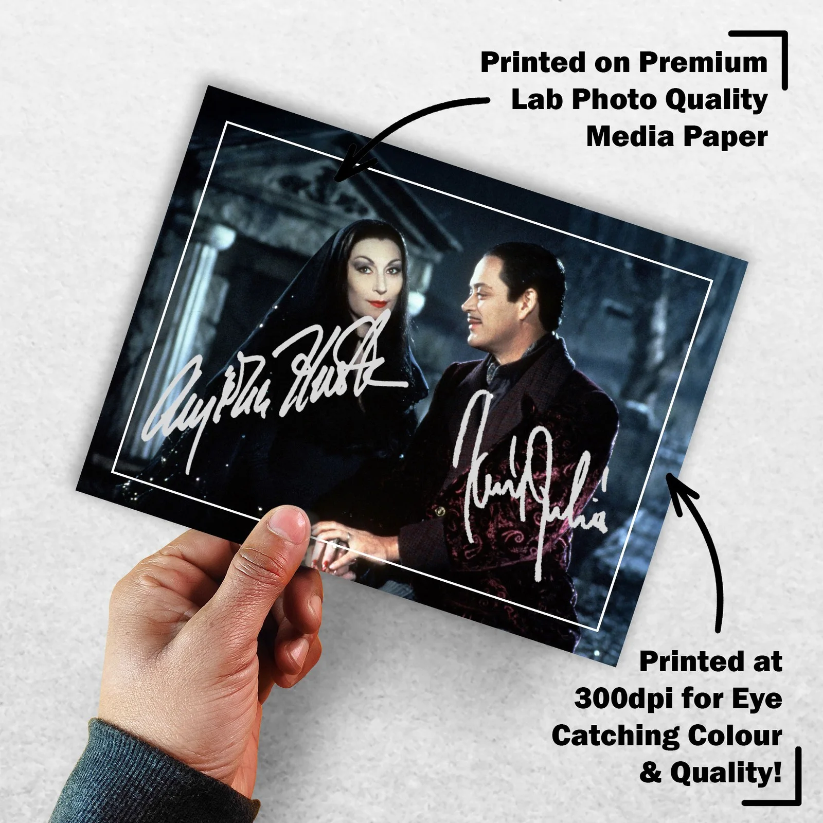 Anjelica Huston Raul Julia Signed Memorabilia 8x6 Pre Printed Autograph Photo, image 3