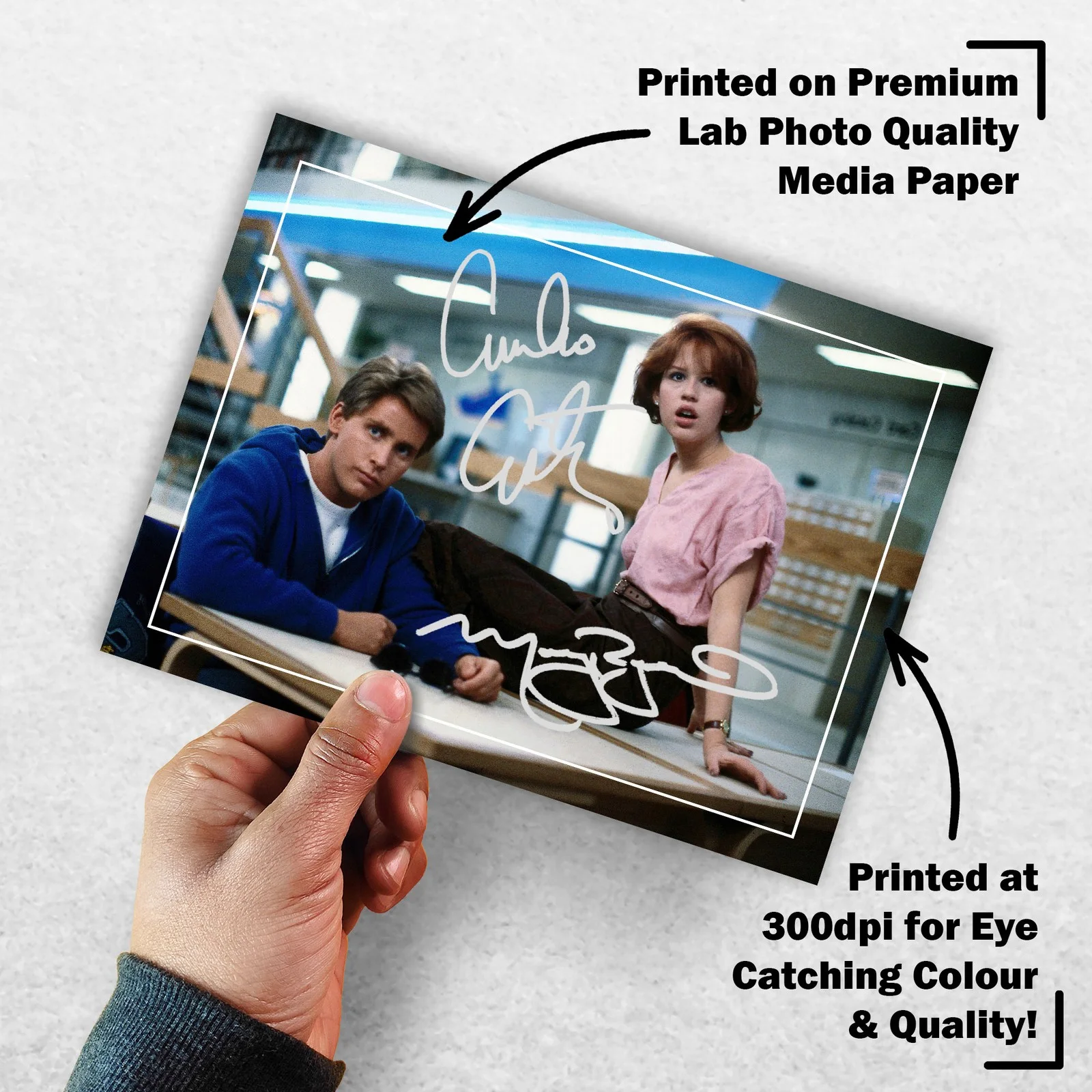 Molly Ringwald Emilio Estevez Signed Memorabilia 8x6 Pre Printed Autograph Photo, image 3