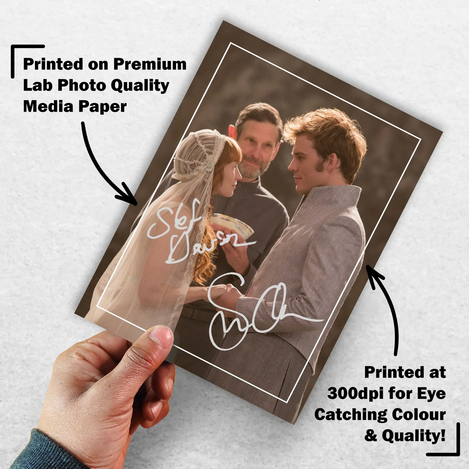 Sam Claflin Stef Dawson Signed Memorabilia 8x6 Pre Printed Autograph Photo, image 3