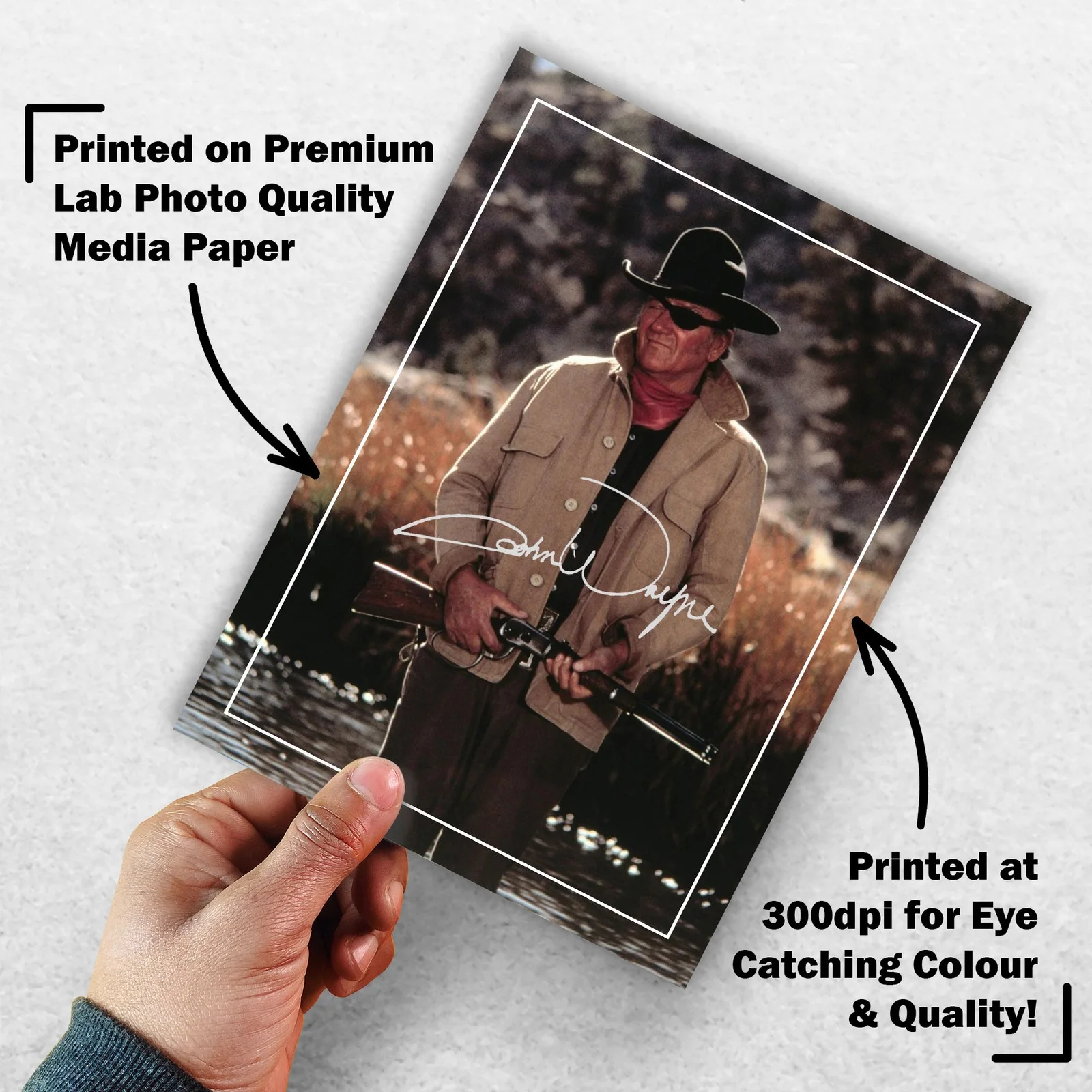 John Wayne 8x6 Photo Signed Memorabilia 8x6 Pre Printed Autograph Photo, image 3