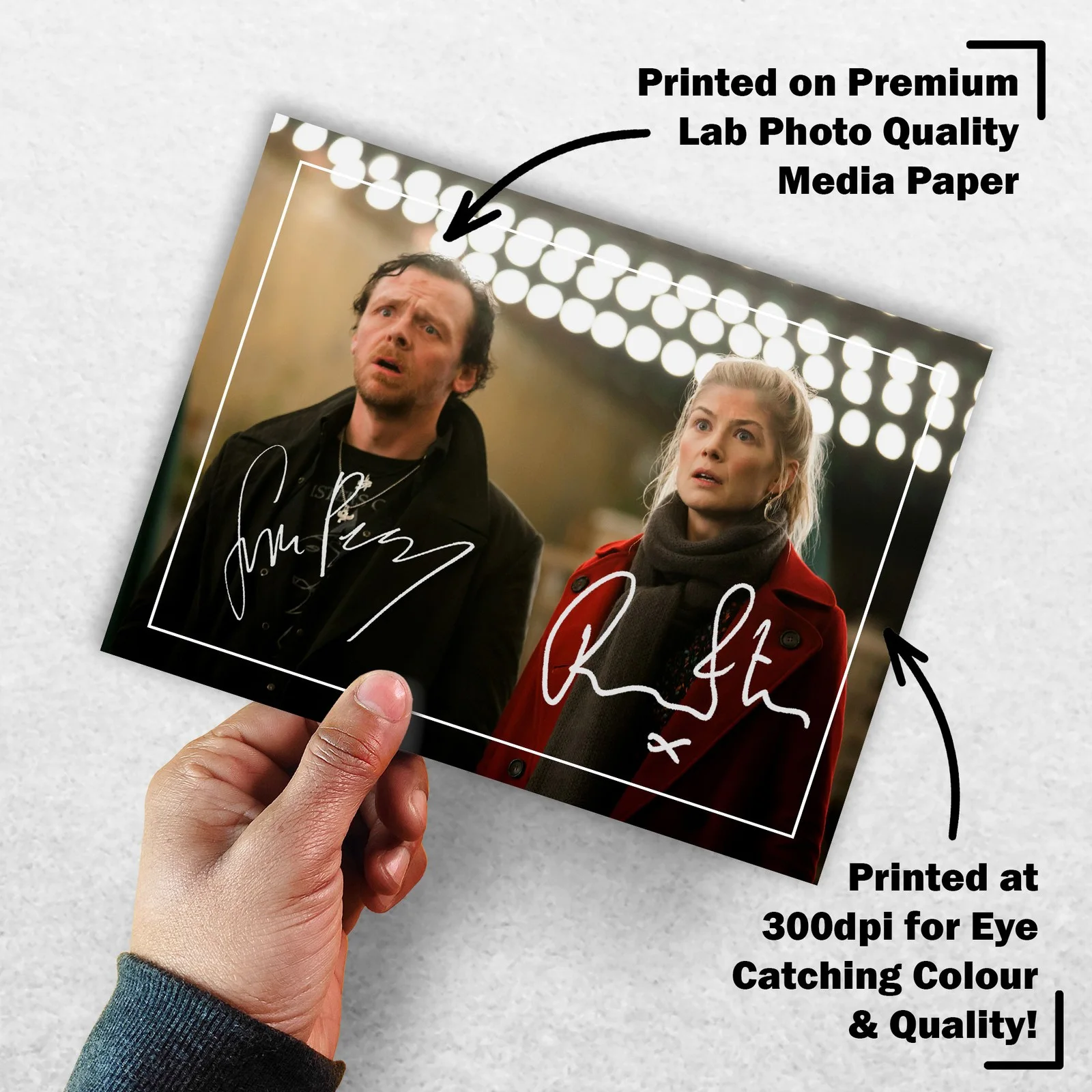Simon Pegg Rosamund Pike Signed Memorabilia 8x6 Pre Printed Autograph Photo, image 3