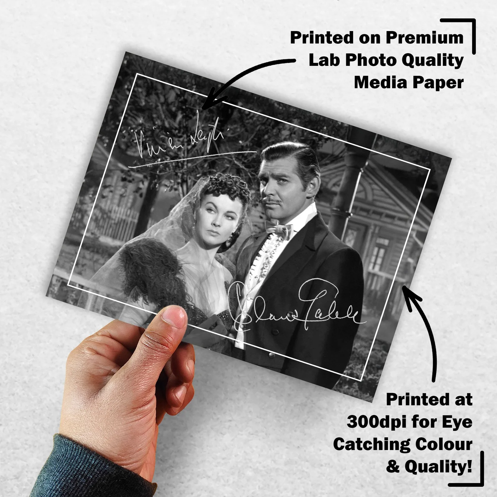 Clark Gable Vivien Leigh Signed Memorabilia 8x6 Pre Printed Autograph Photo, изображение 3
