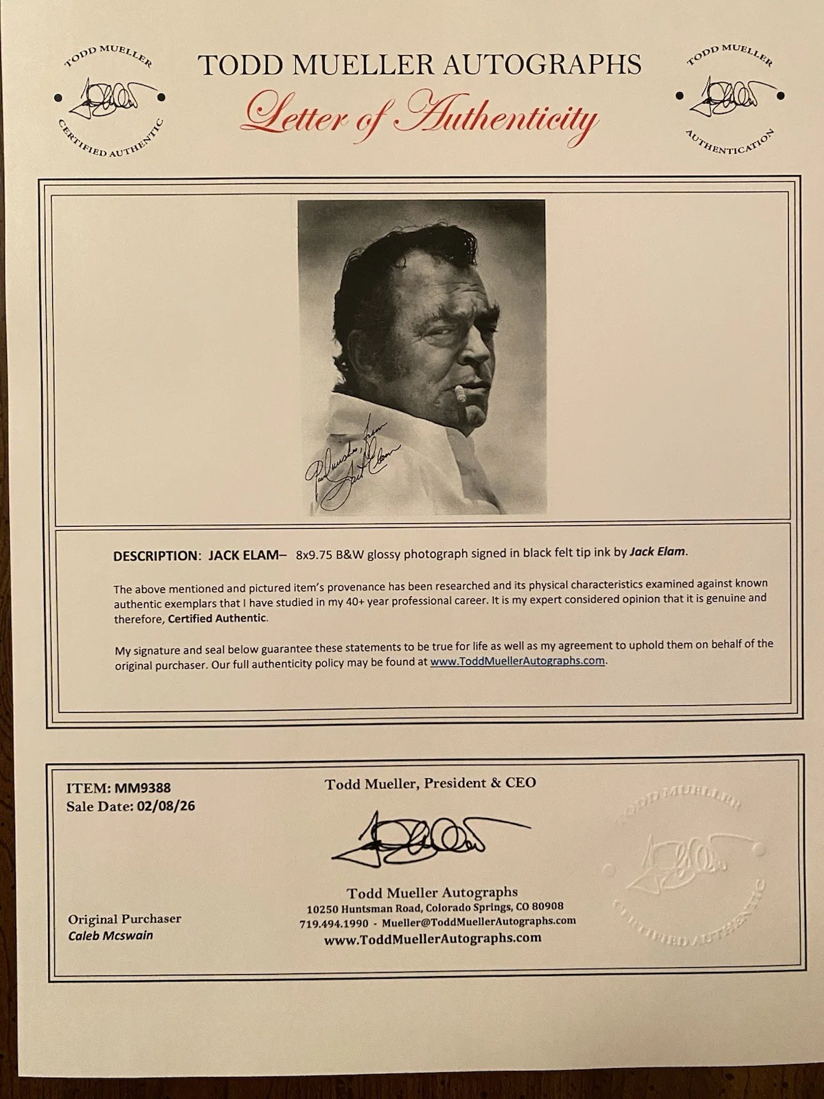Jack Elam — Jack Elam Signed Autographed Photo With COA The Twilight Zone Dakotas Bonanza, изображение 4