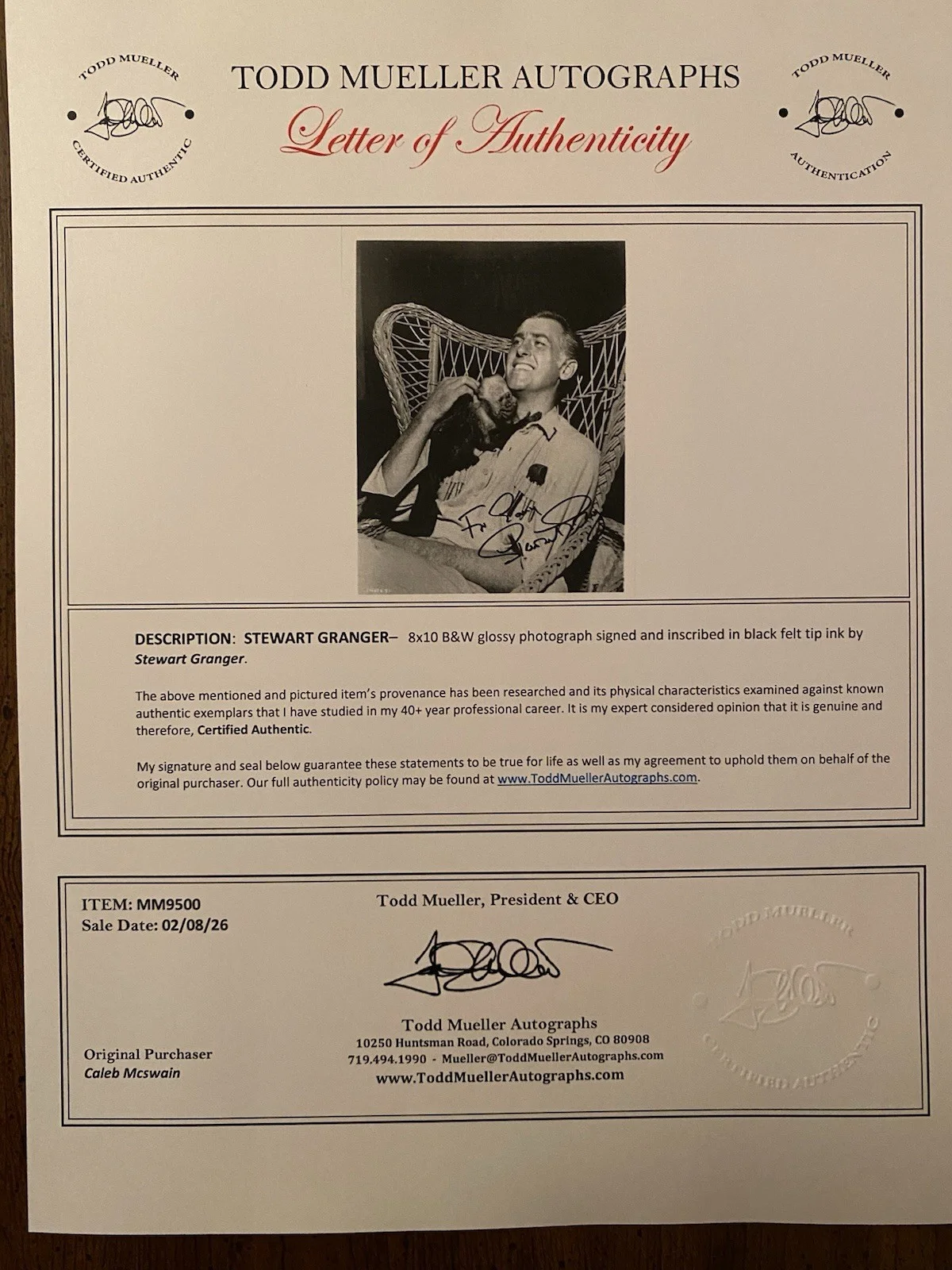 Stewart Granger — Stewart Granger Signed Autographed Photo With COA North To Alaska The Virginian, изображение 4