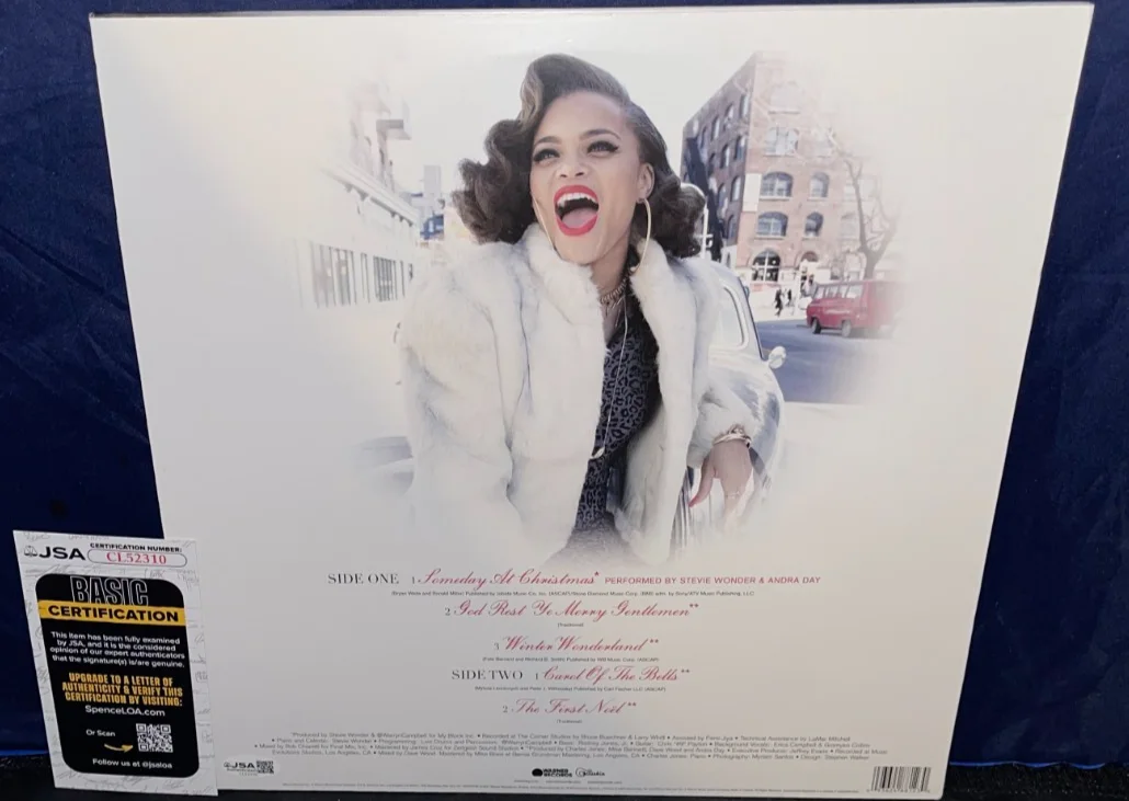 Andra Day Merry Christmas From Autographed Singer Album Record Vinyl LP JSA, image 2
