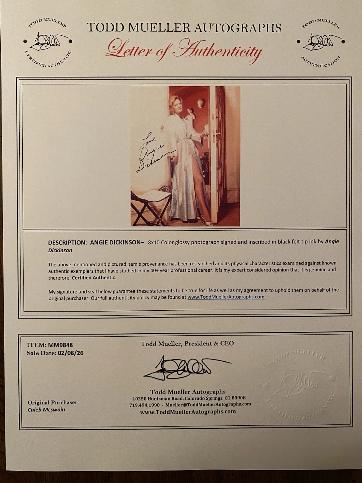 Angie Dickinson — Angie Dickinson Signed Autographed Photo With COA Oceans 11 Rio Bravo The Killer, image 4