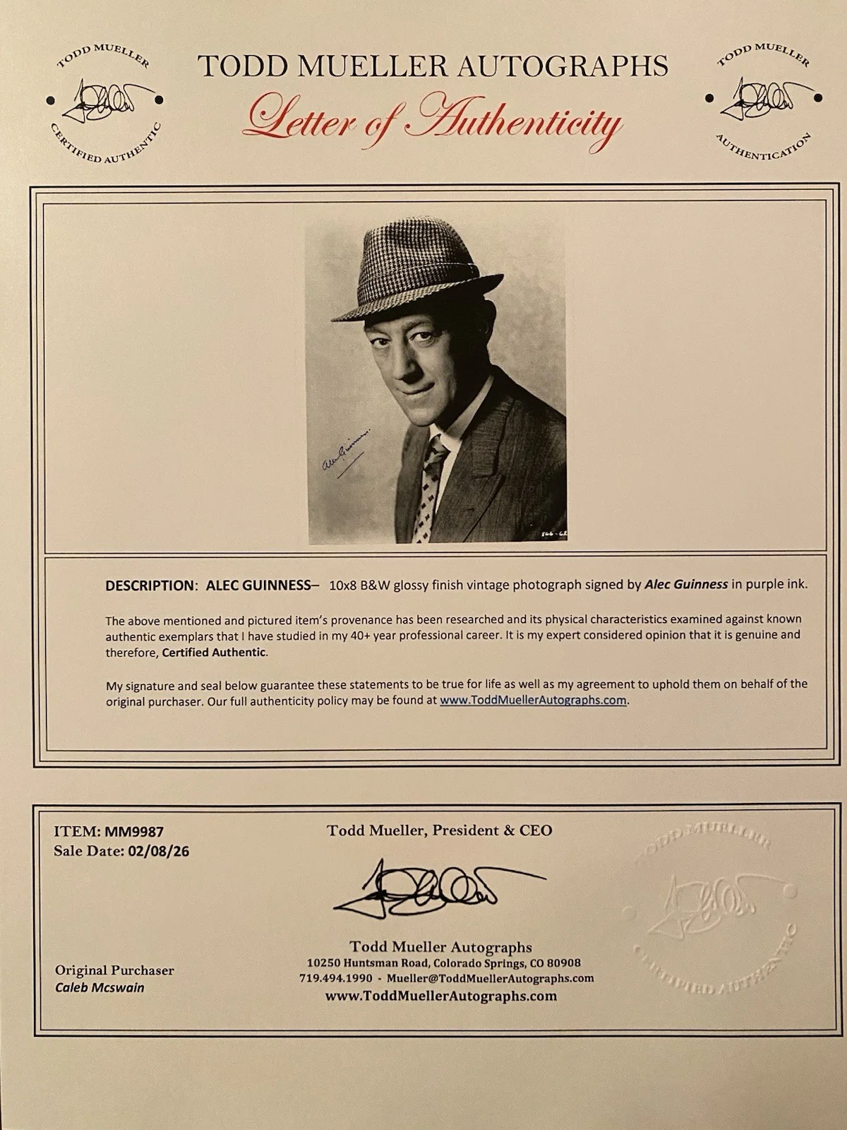 Alec Guinness — Alec Guinness Signed Autographed Photo w/ COA Bridge On The River Kwai Star Wars, изображение 4