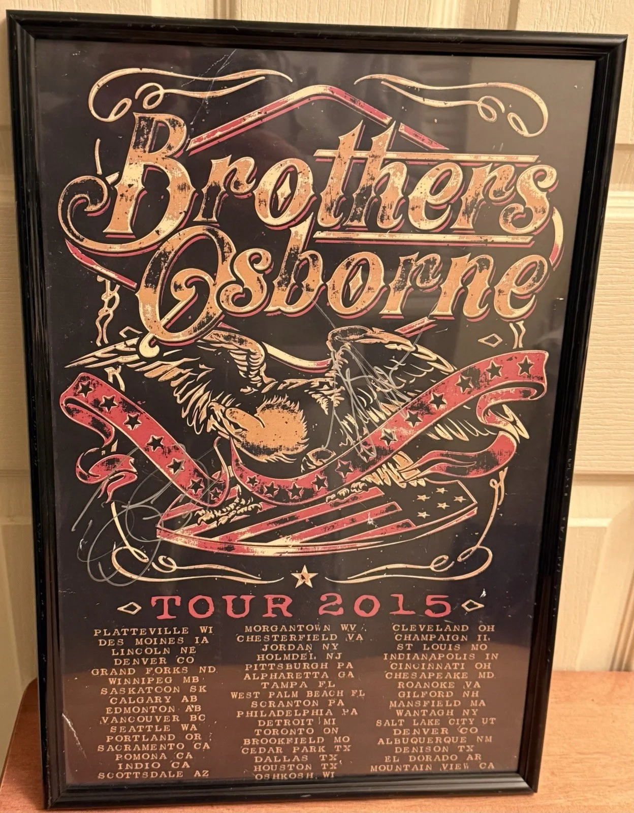 BROTHERS OSBORNE Signed 18x12 2015 Concert Tour Poster Framed Rare, изображение 4