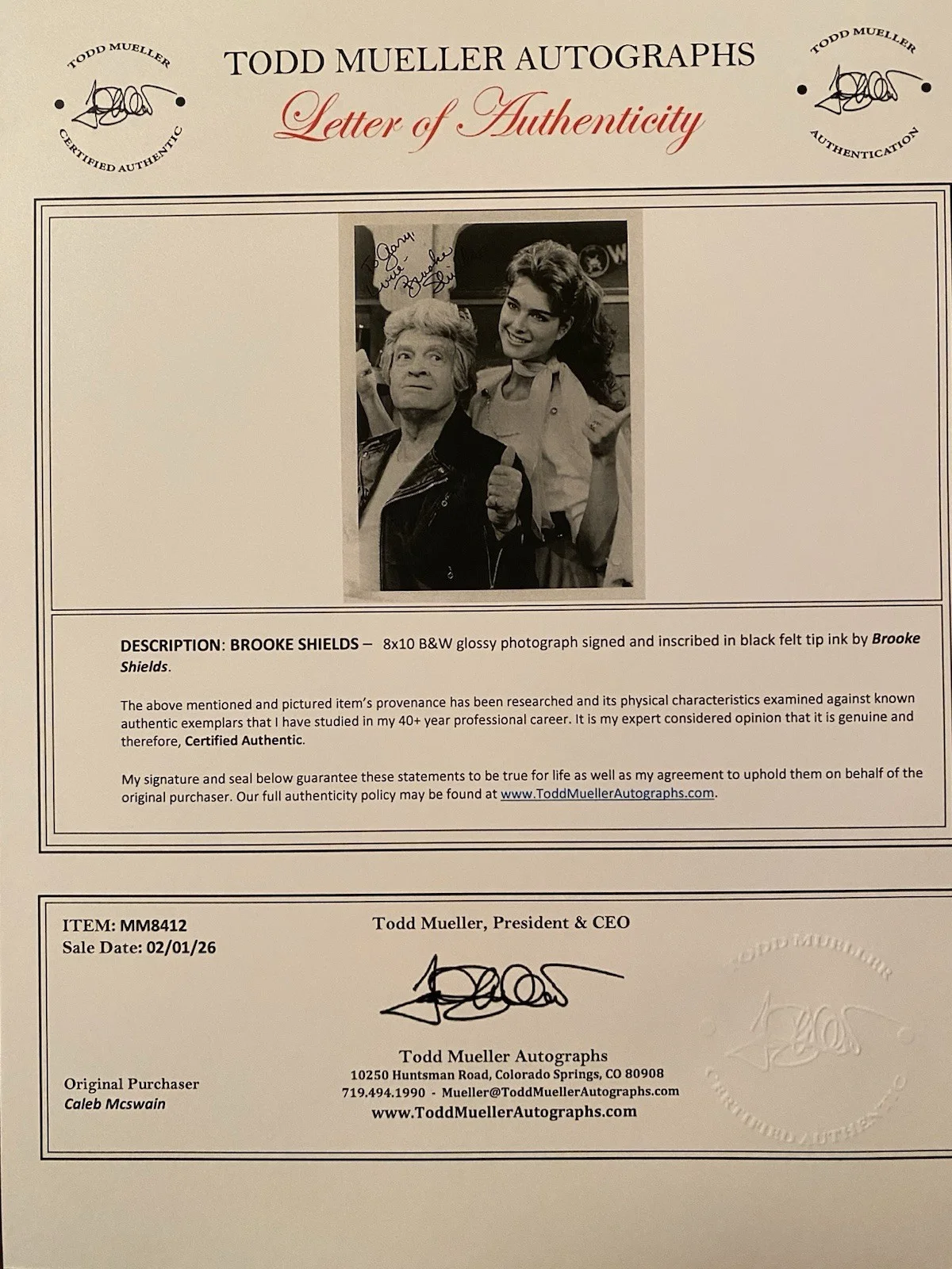 Brooke Shields — Brooke Shields Signed Autographed Photo With COA Bob Hope Show Happy Days RARE, изображение 4