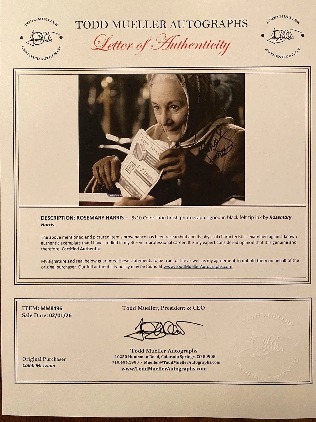 Rosemary Harris — Rosemary Harris Signed Autographed Photo With COA Spider-man Spiderman, изображение 4