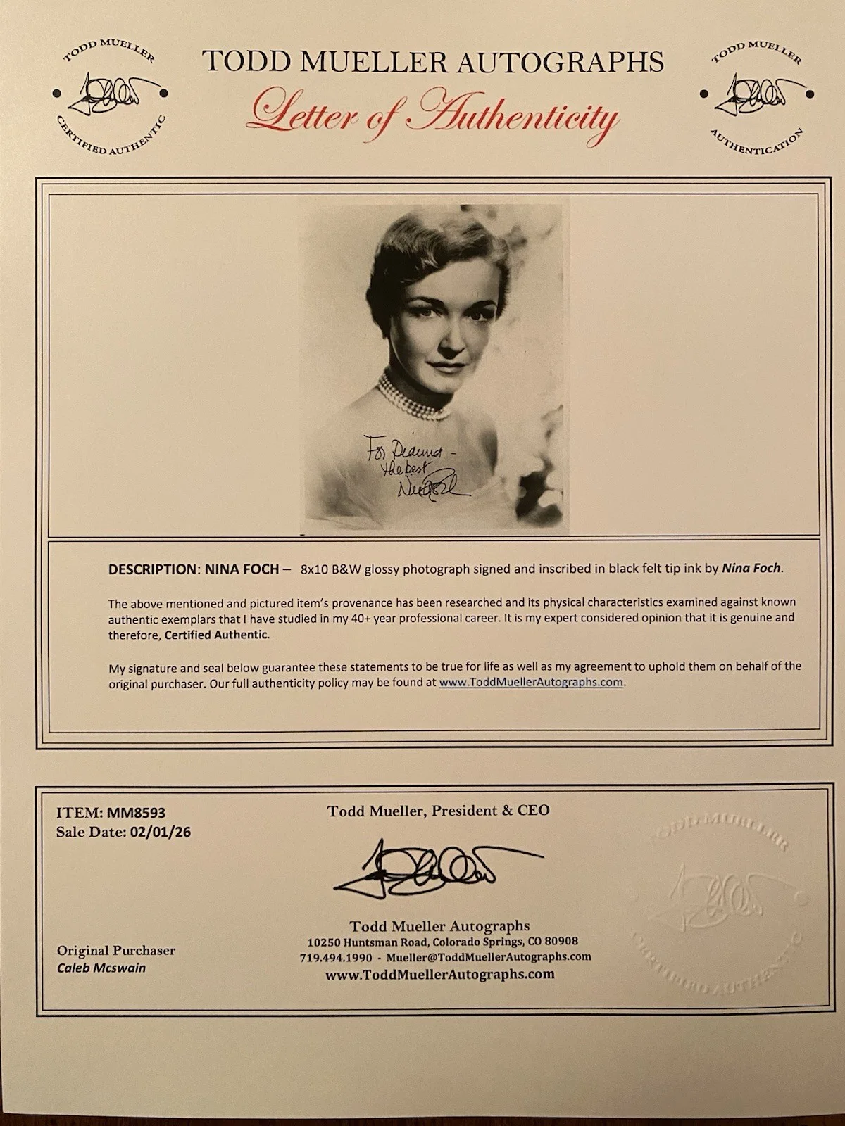 Nina Foch — Nina Foch Signed Autographed Photo W/ COA An American In Paris Ten Commandments, изображение 4