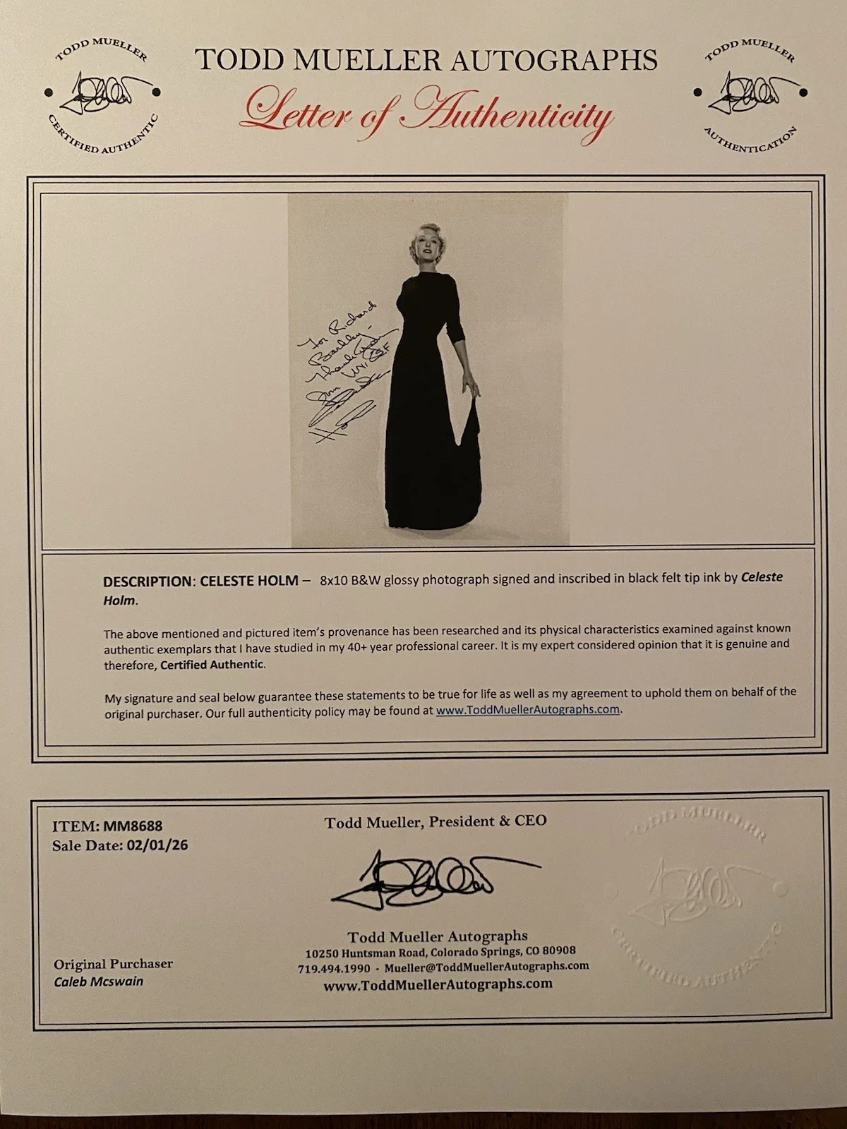 Celeste Holm — Celeste Holm Signed Autographed 8x10 Photo With COA All About Eve, изображение 4