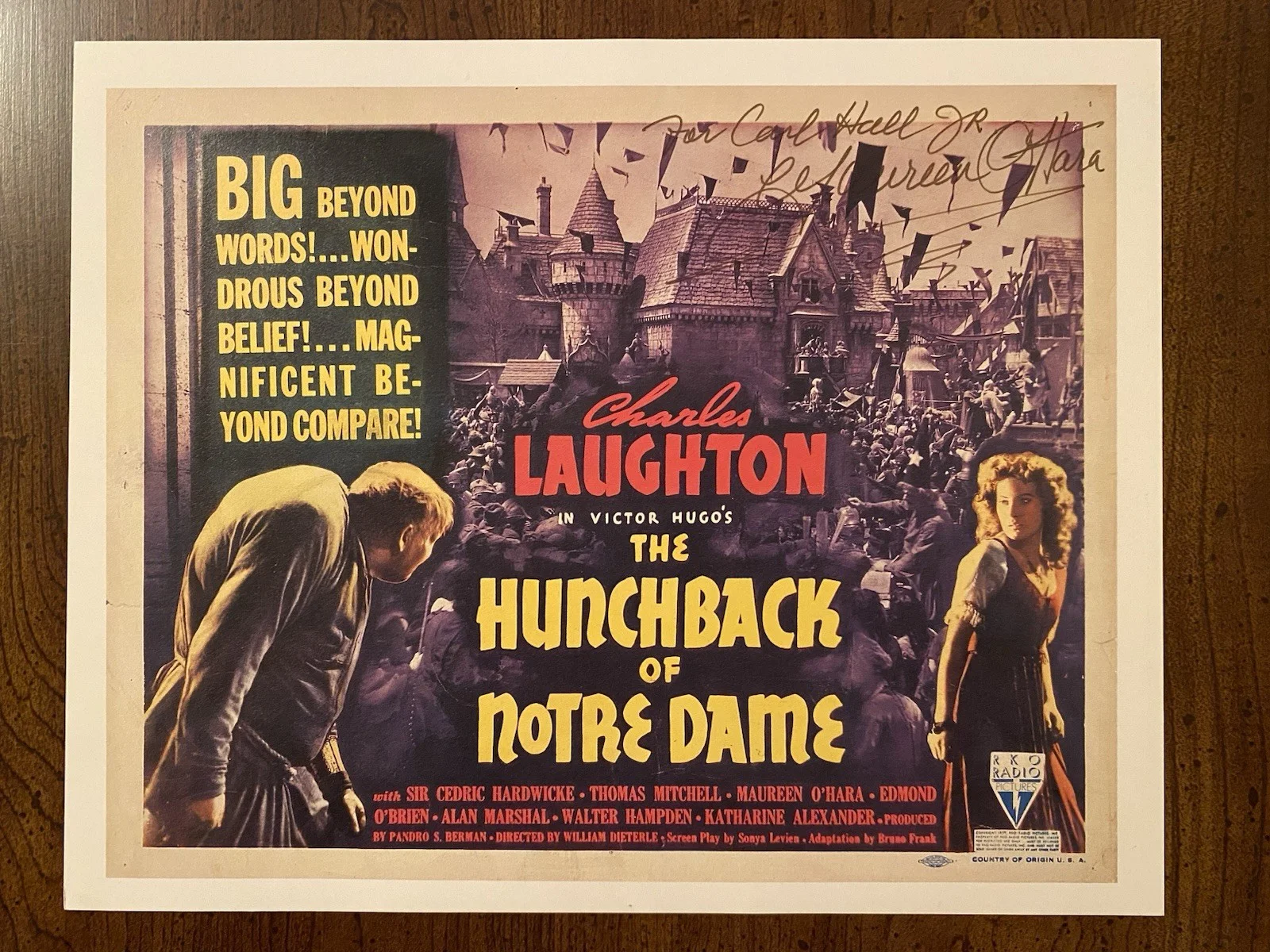 Maureen O’Hara — Maureen O’Hara Signed Autographed Photo With COA The Hunchback Of Notre Dame