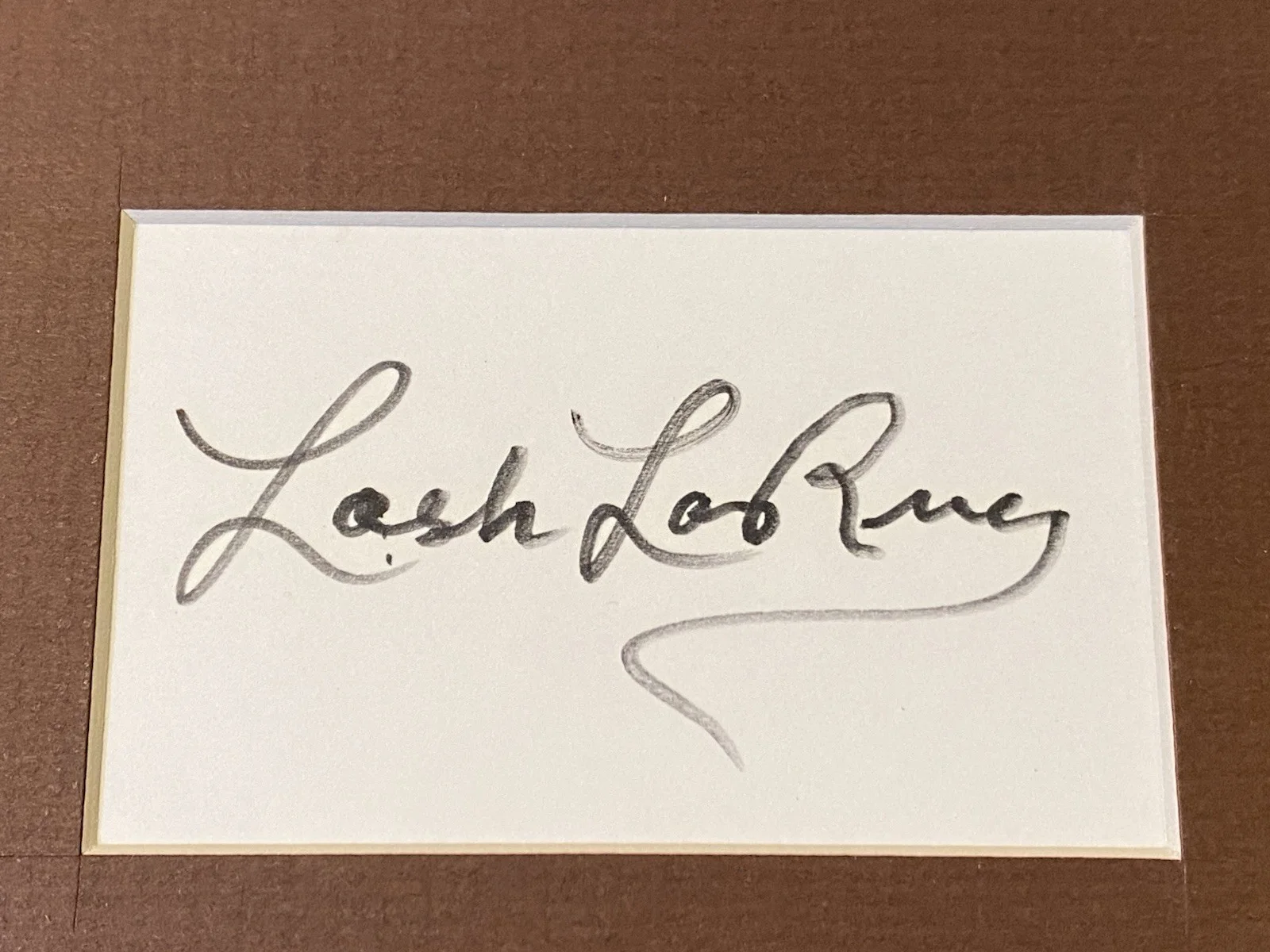 Westerns Actor Lash LaRue Signed & Matted Notecard with Picture, image 2