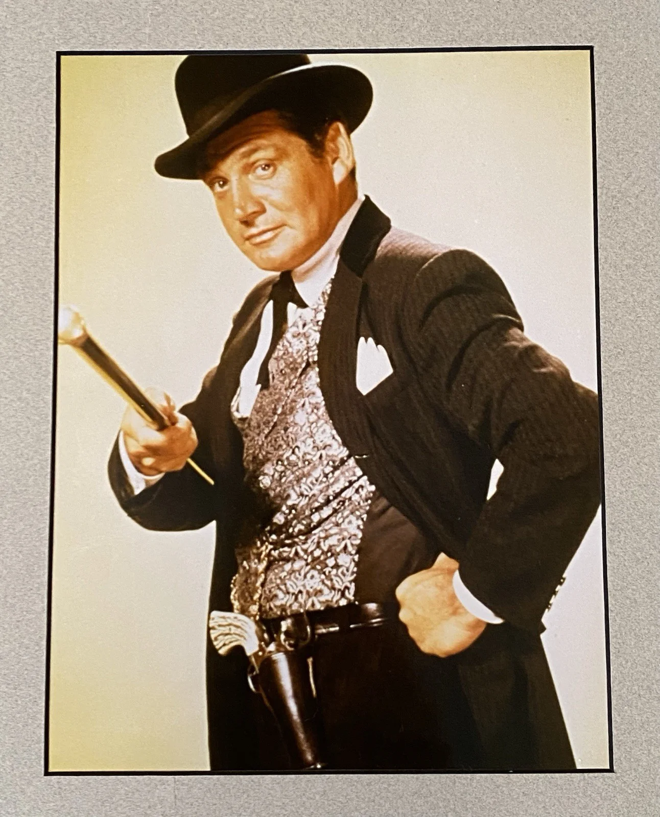 Westerns Actor Gene Barry Signed & Matted Notecard with Picture, image 4