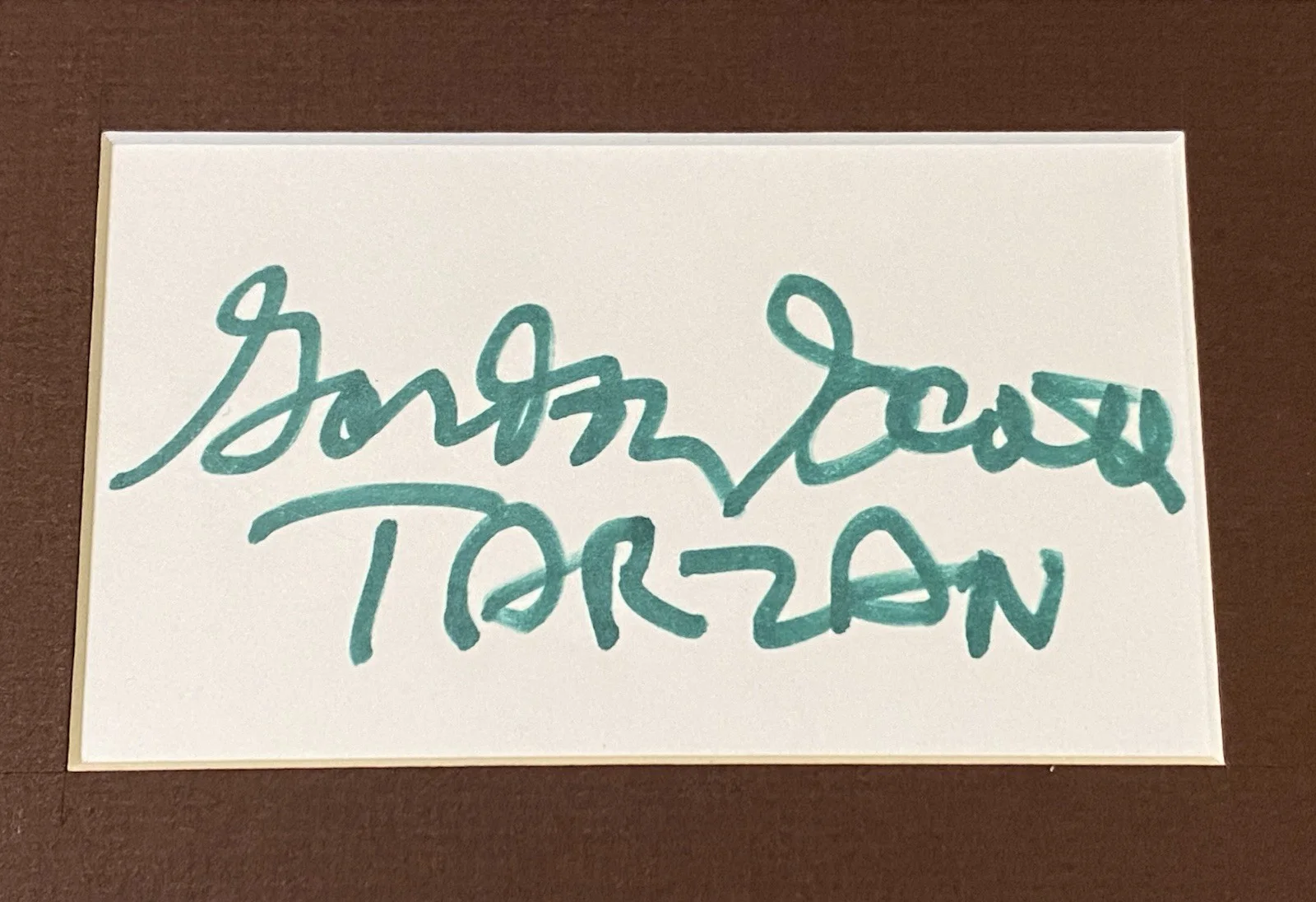 Actor Gordon Scott Tarzan Signed & Matted Notecard with Picture & COA, image 2