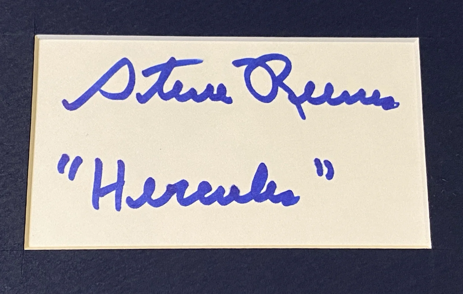 Actor Steve Reeves Hercules Signed & Matted Notecard with Picture & COA, изображение 2