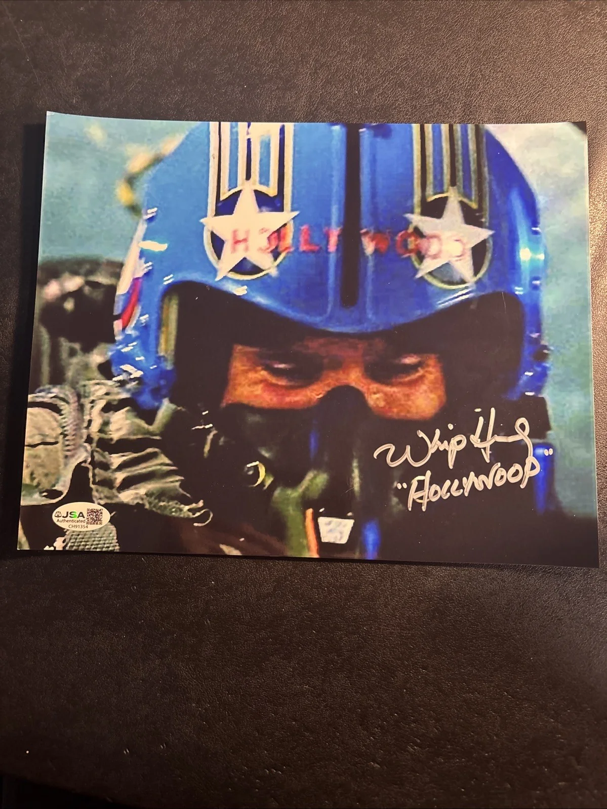 Whip Hubley — Whip Hubley Signed 8x10 Photo Top Gun Hollywood Helmet JSA COA