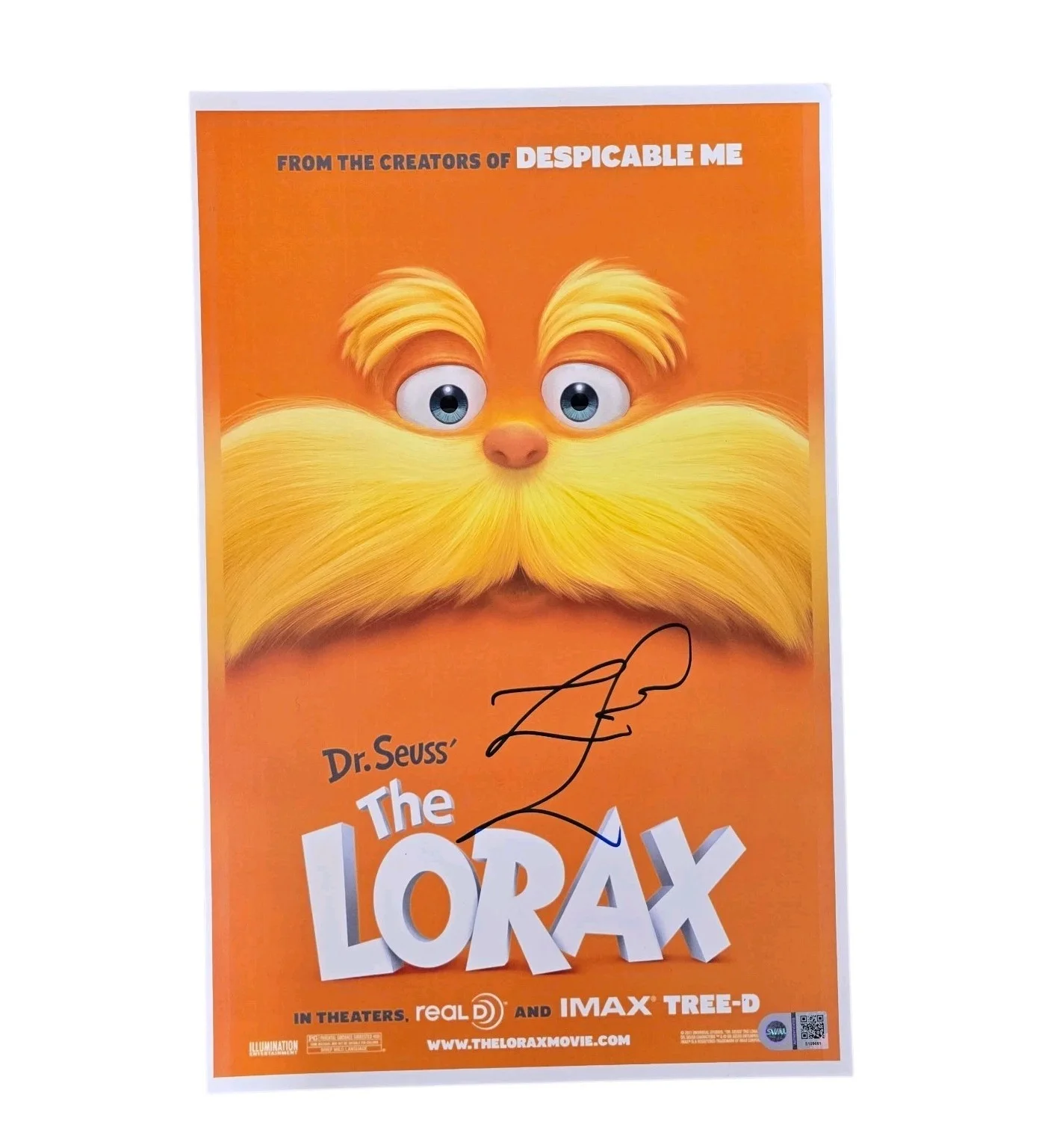Zac Efron — Zac Efron Signed 11x17 Poster The Lorax SWAU Authenticated RARE