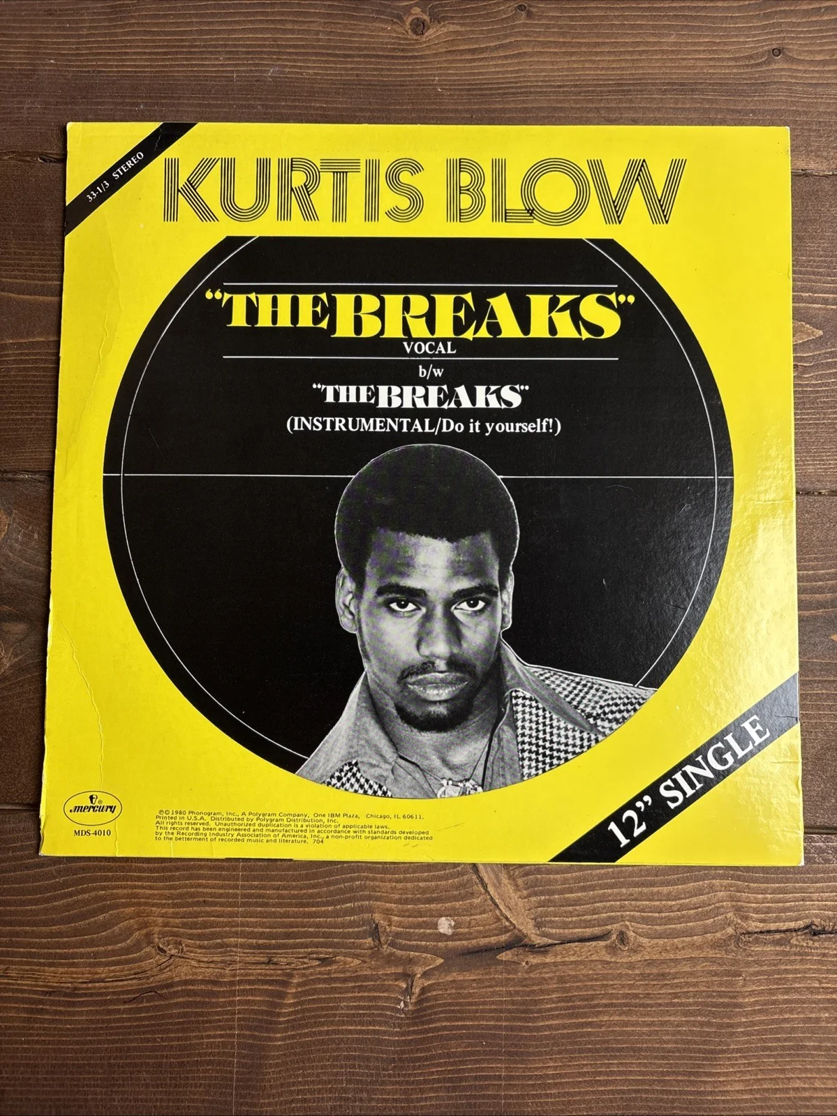 Vintage Used Vinyl Record Kurtis Blow The Breaks Single Vocal & Instrumental, изображение 2