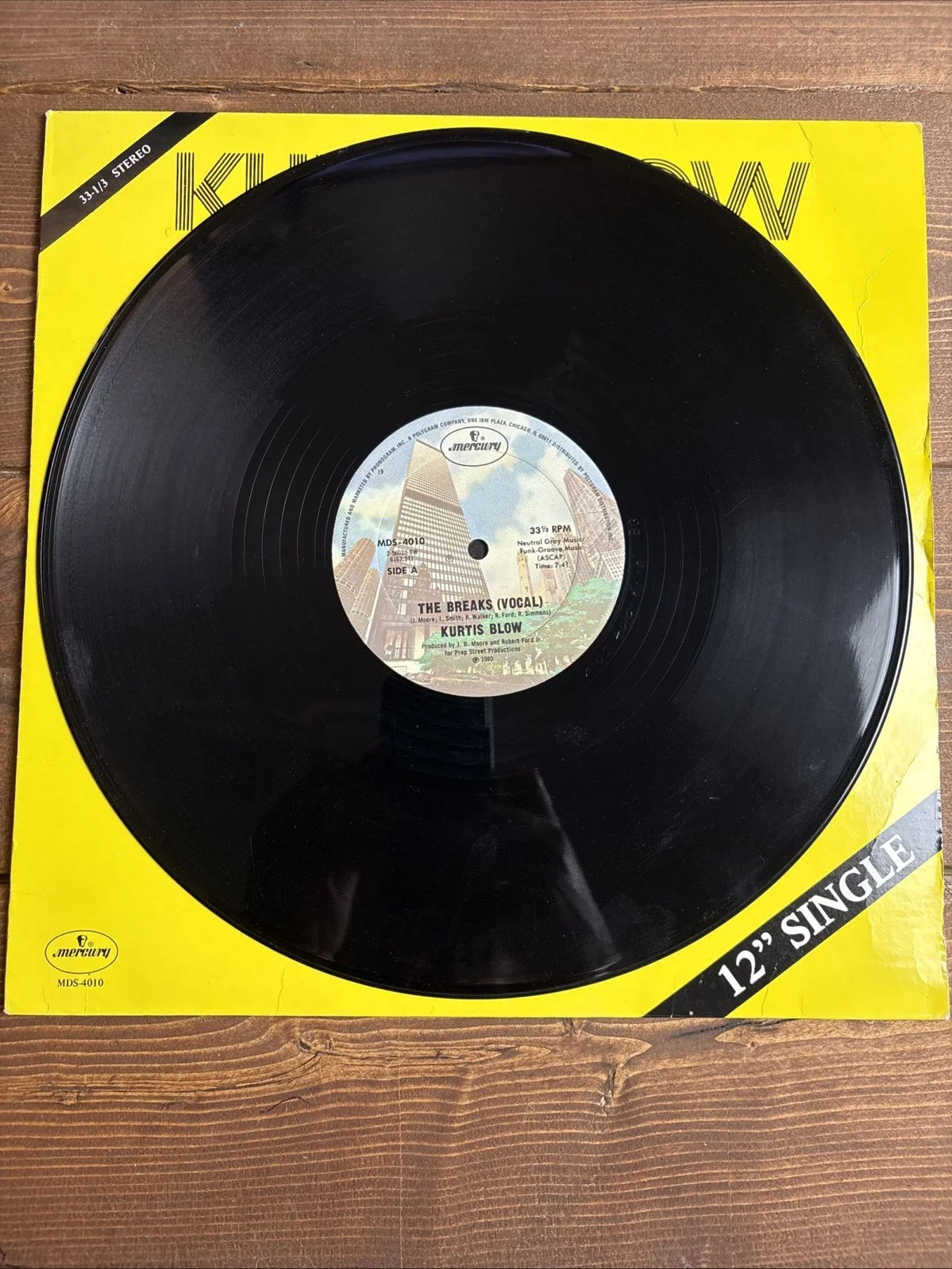 Vintage Used Vinyl Record Kurtis Blow The Breaks Single Vocal & Instrumental, изображение 3