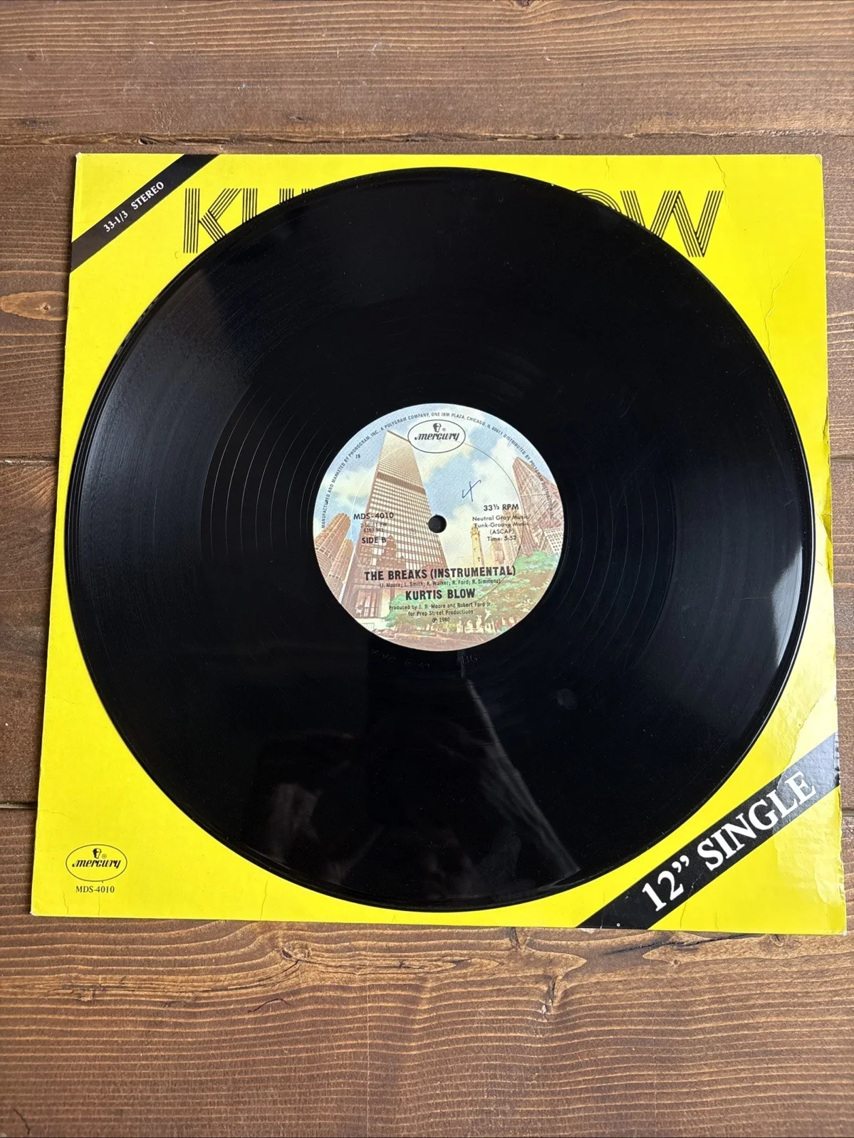 Vintage Used Vinyl Record Kurtis Blow The Breaks Single Vocal & Instrumental, изображение 4